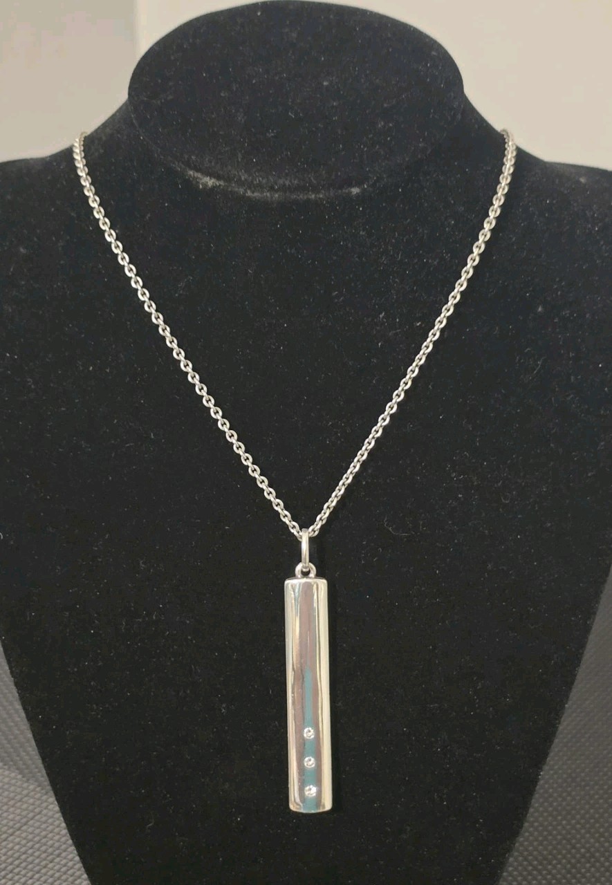 Brighton Contempo Ice Reversible Bar Necklace Scrollwork Crystal Silver Tone 20″