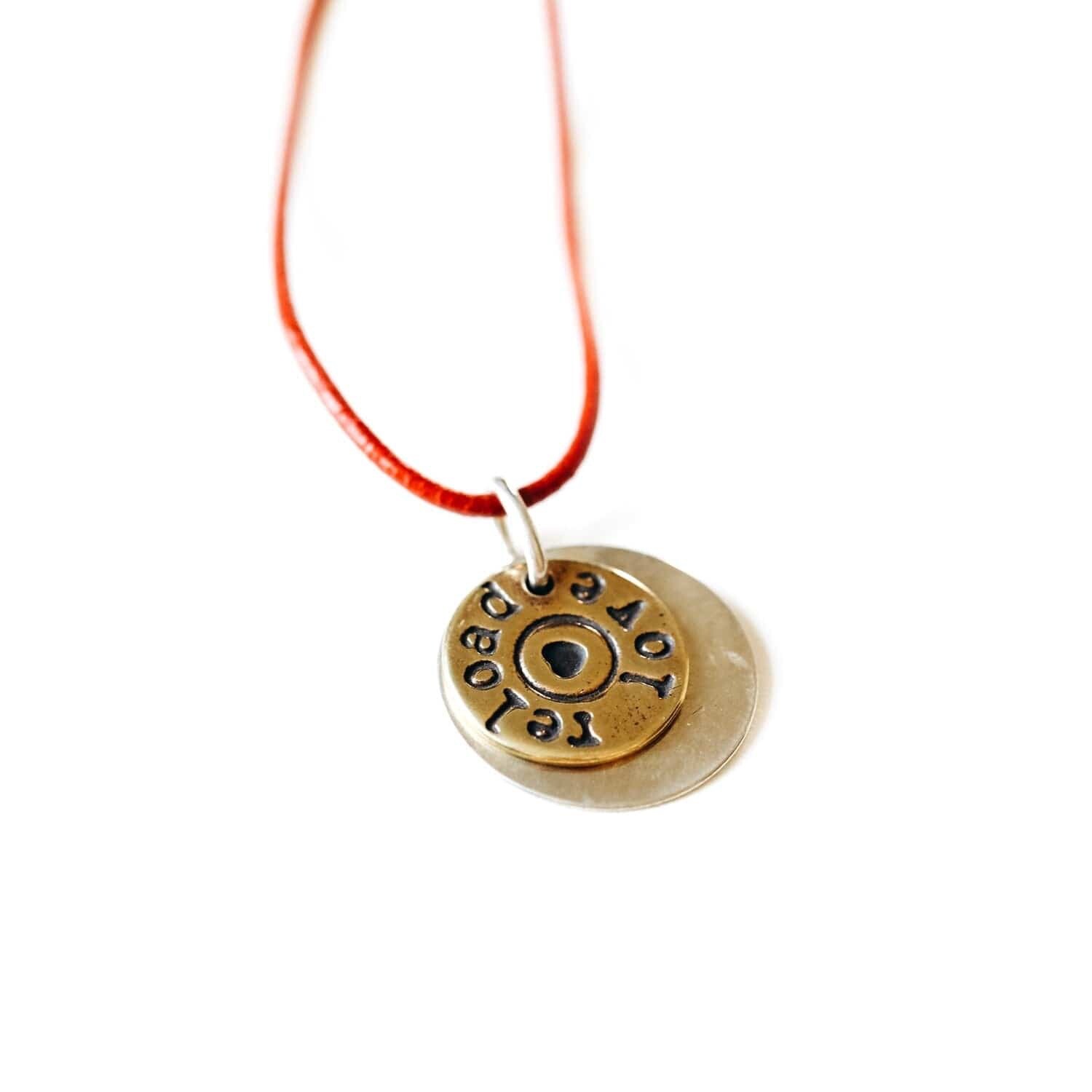 Reload Love – Leather Red Poppy Necklace Charm made of up-cycled bullet casings