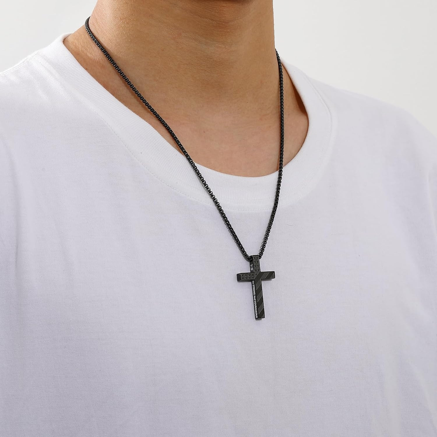 Fathers Day Gift – Cross Necklace for Men Boys, 316L Stainless Steel Chain Penda