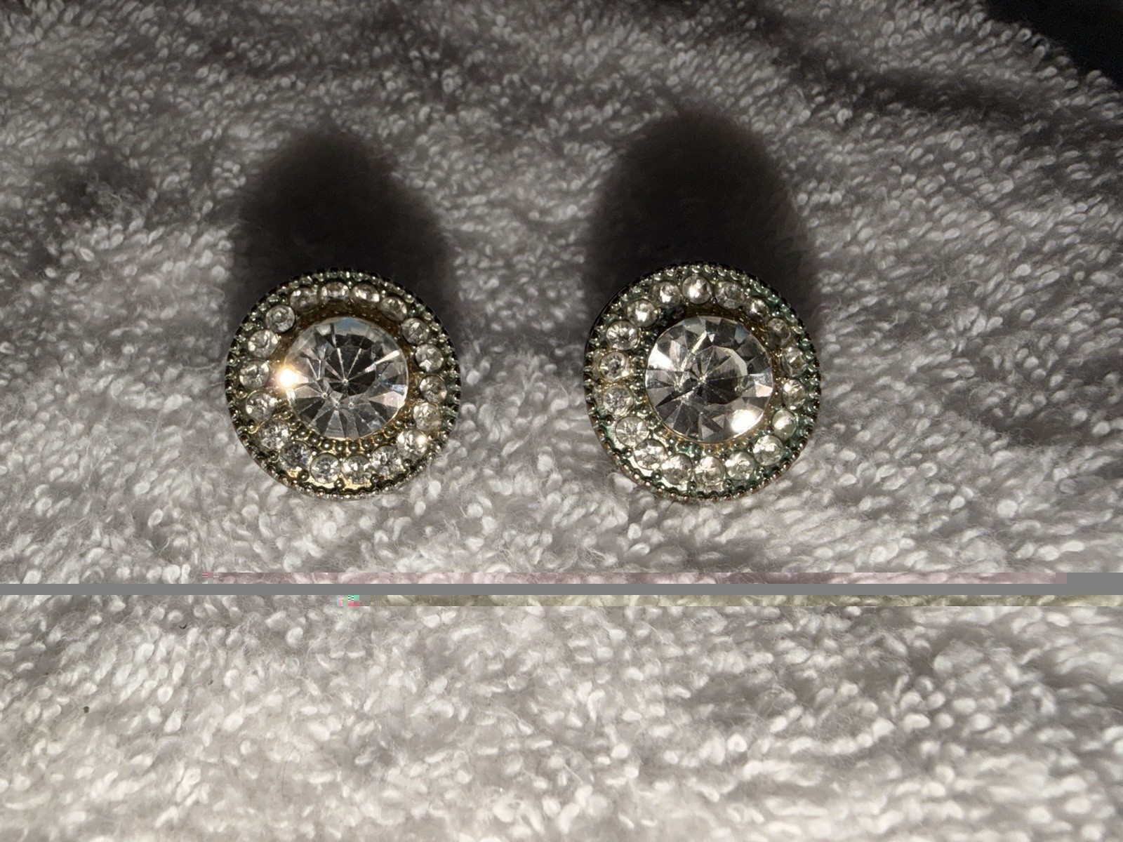 Vintage Rhinestone Halo Stud Earrings Silver Tone Crystal Statement Earrings