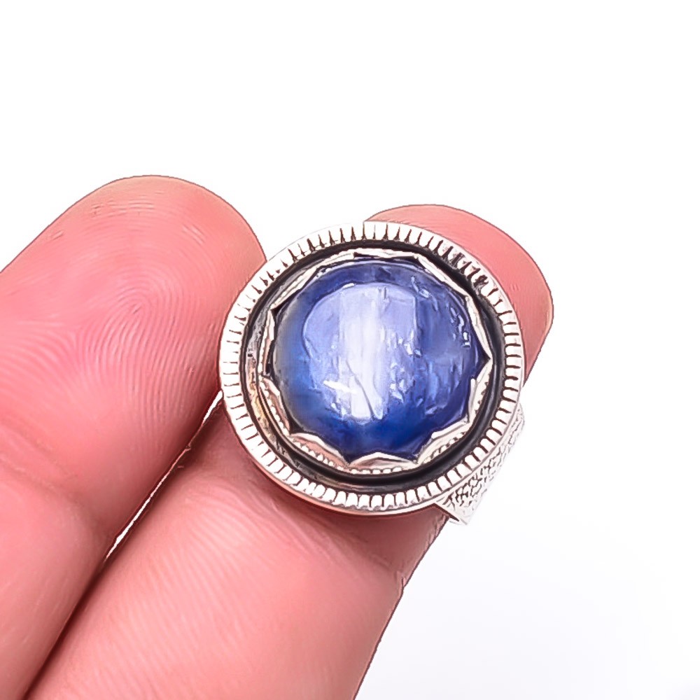 Kyanite -Nepal Oxidised 925 Sterling Silver Ring s.6 R45, Christmas Gift