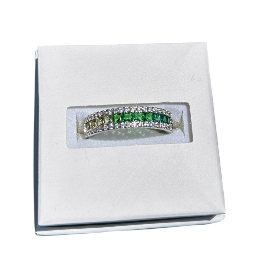 RING BOMB PARTY RBP3167 Lab Created Ombre Erinite Ring Size 10 NEW IN BOX