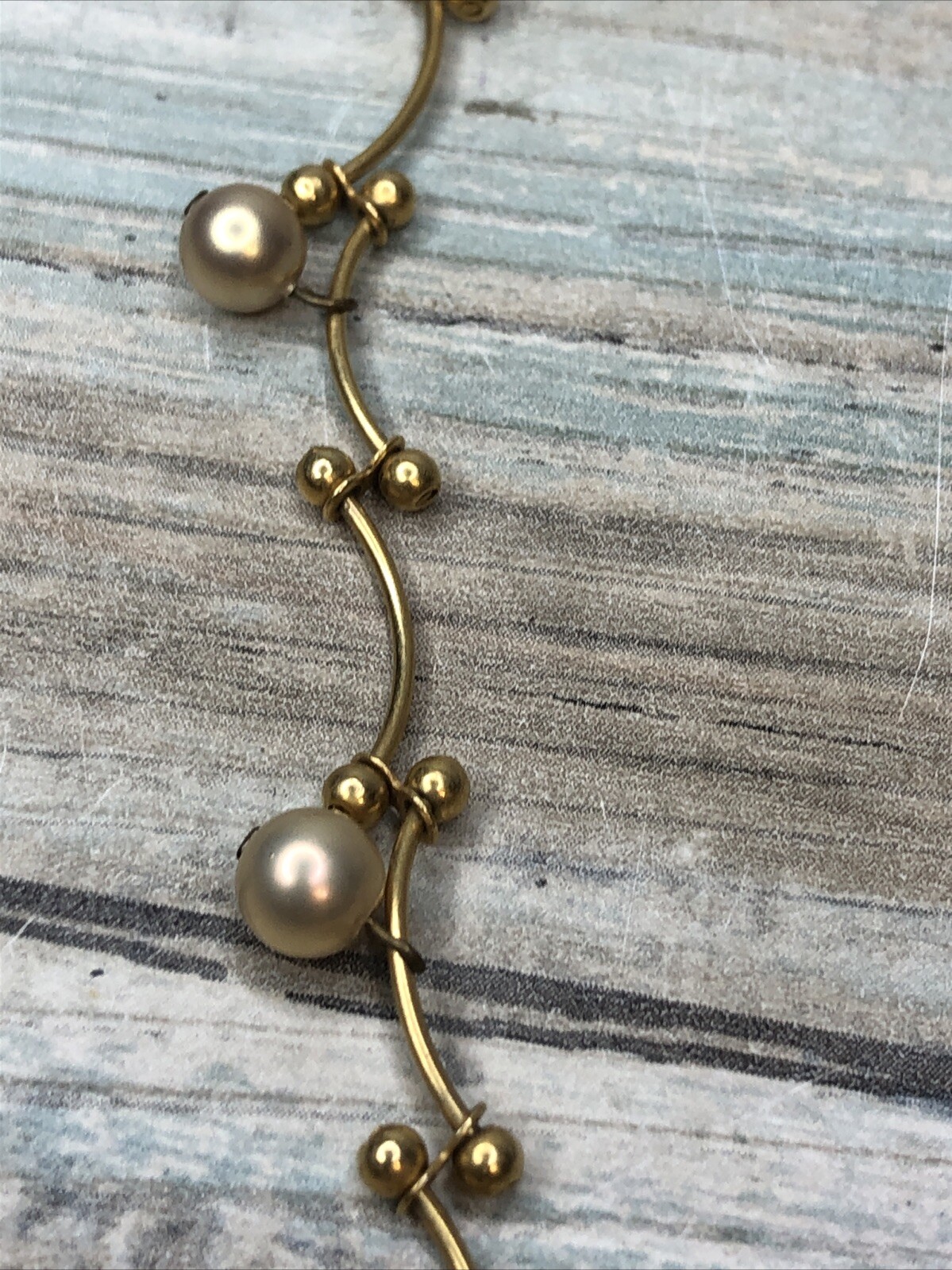 Carolee Bar Bell Necklace Pearl Gold Tone Choker 15″