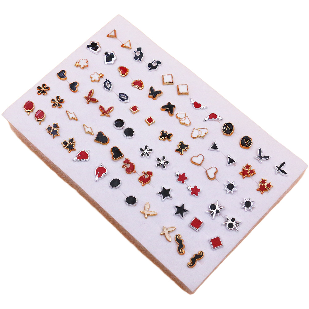 36 Pairs Mixed Color Flower Cartoon Enamel Stud Earrings Set Plastic Resin
