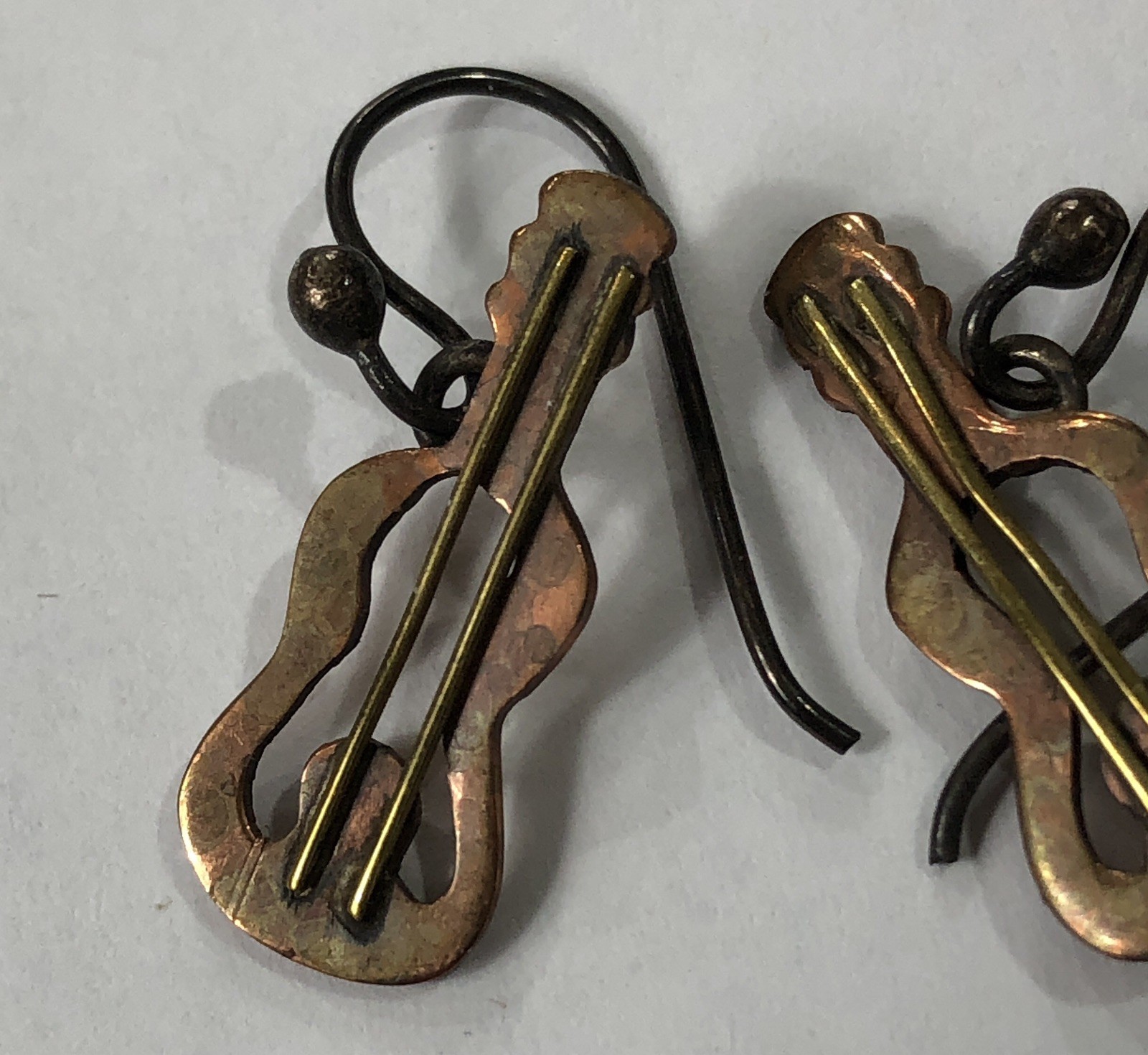 Guitar Earrings Dangle Copper Artisan – .75 inch