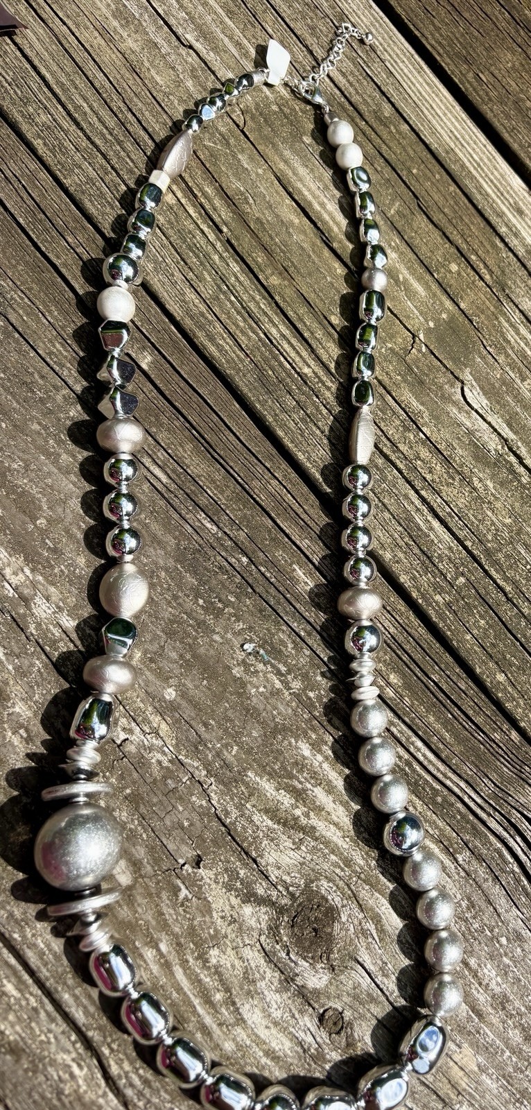 Chico’s Necklace Women’s Silver Tone Beaded City Boho Long Vintage