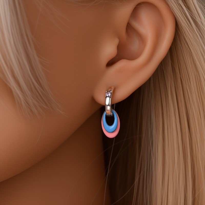 PANDACH 925 Sterling Silver Dopamine Colorful Hoop Earrings For Women Girls Gift