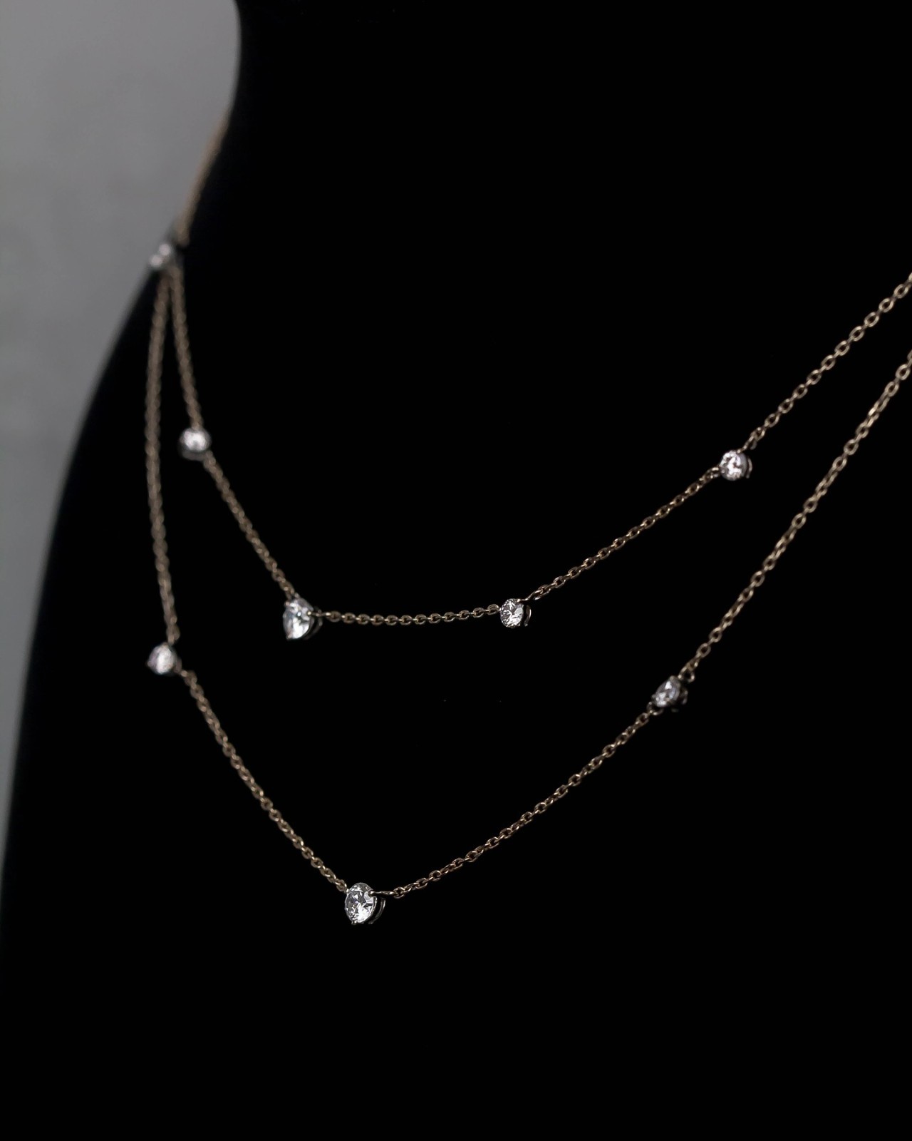 Double Layer Silver Chain Necklace Minimalist Moissanite Dainty Everyday Jewelry