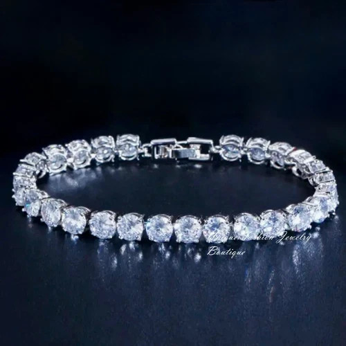 18k Platinum Filled 6m Tennis Bracelet Made Simulated Diamond Bridal Jewelry