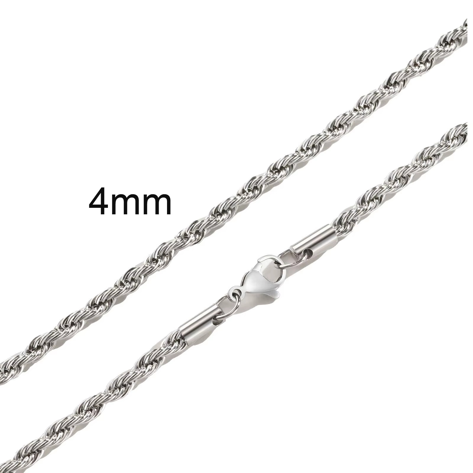 Rope Twisted Chain Necklace for Men Women,Gold Silver Color Stainless Steel Chai