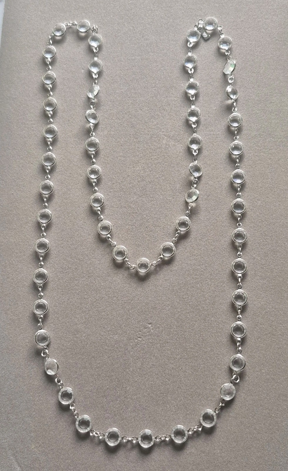 Swarovski Crystal Swan tag bezel beaded long necklace