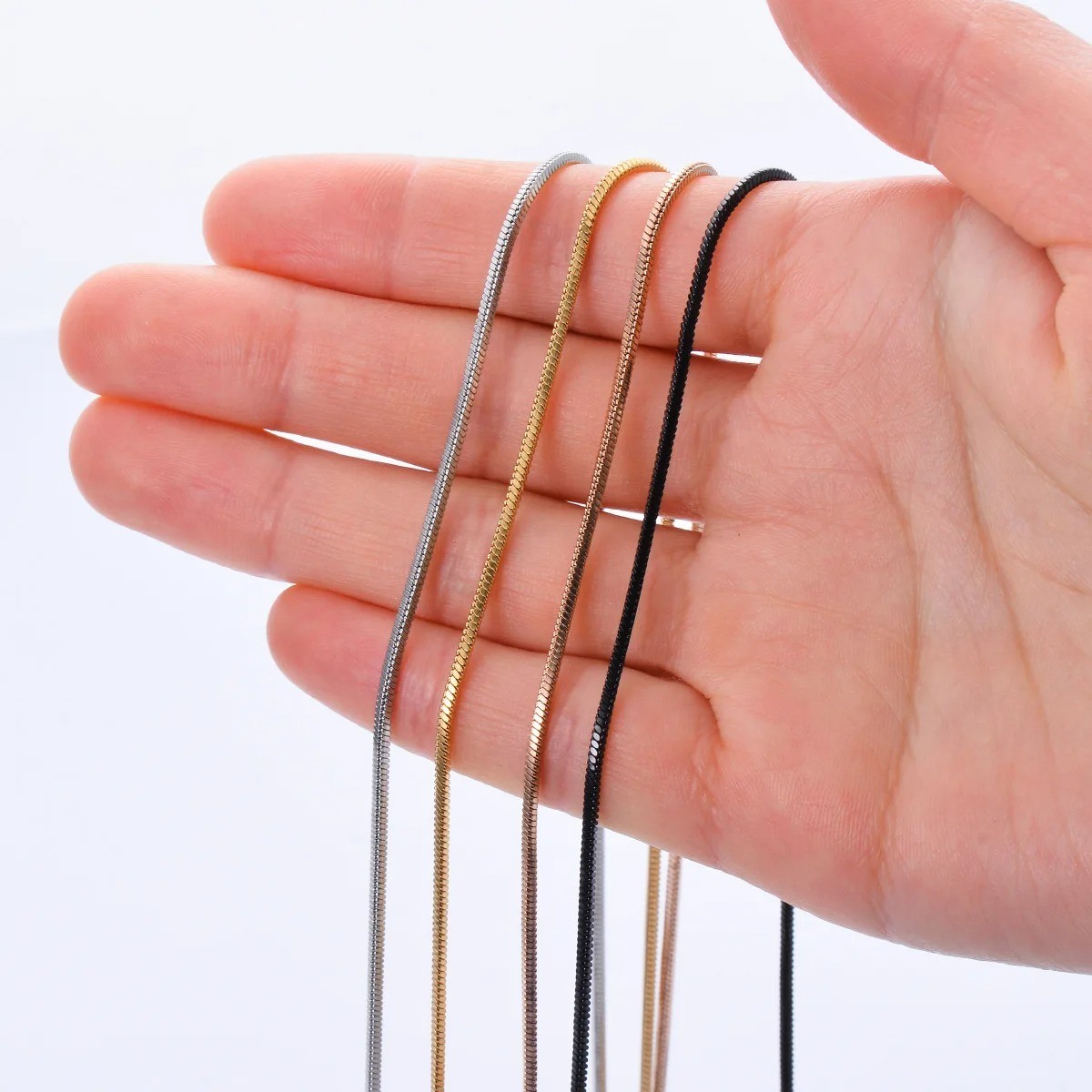 Stainless Steel Round Snake Chain Necklace 40-60cm Unisex Jewelry Gift
