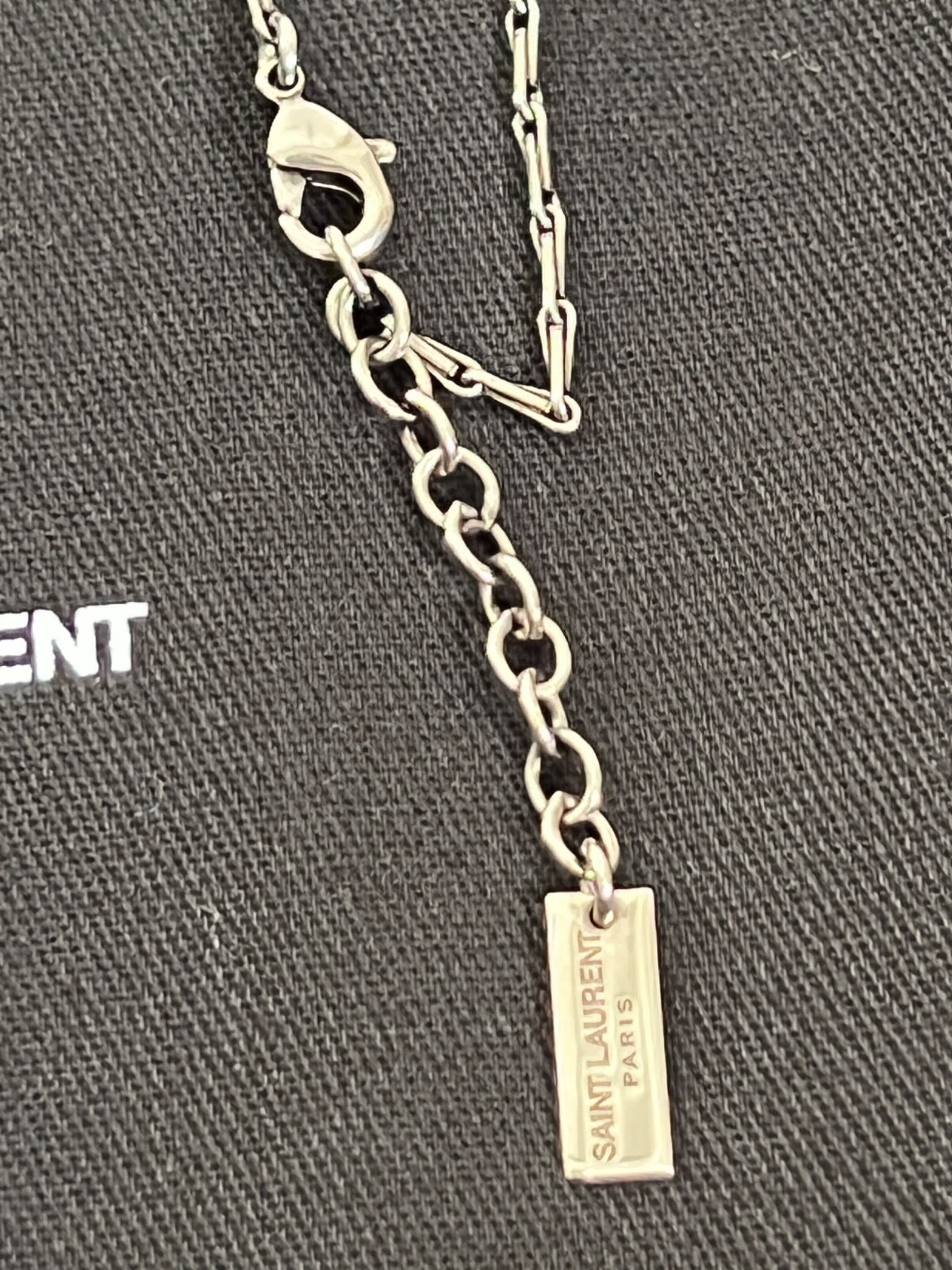 NIB Saint Laurent YSL Spherical Ball Pendant Silver Brass Chain Necklace $695
