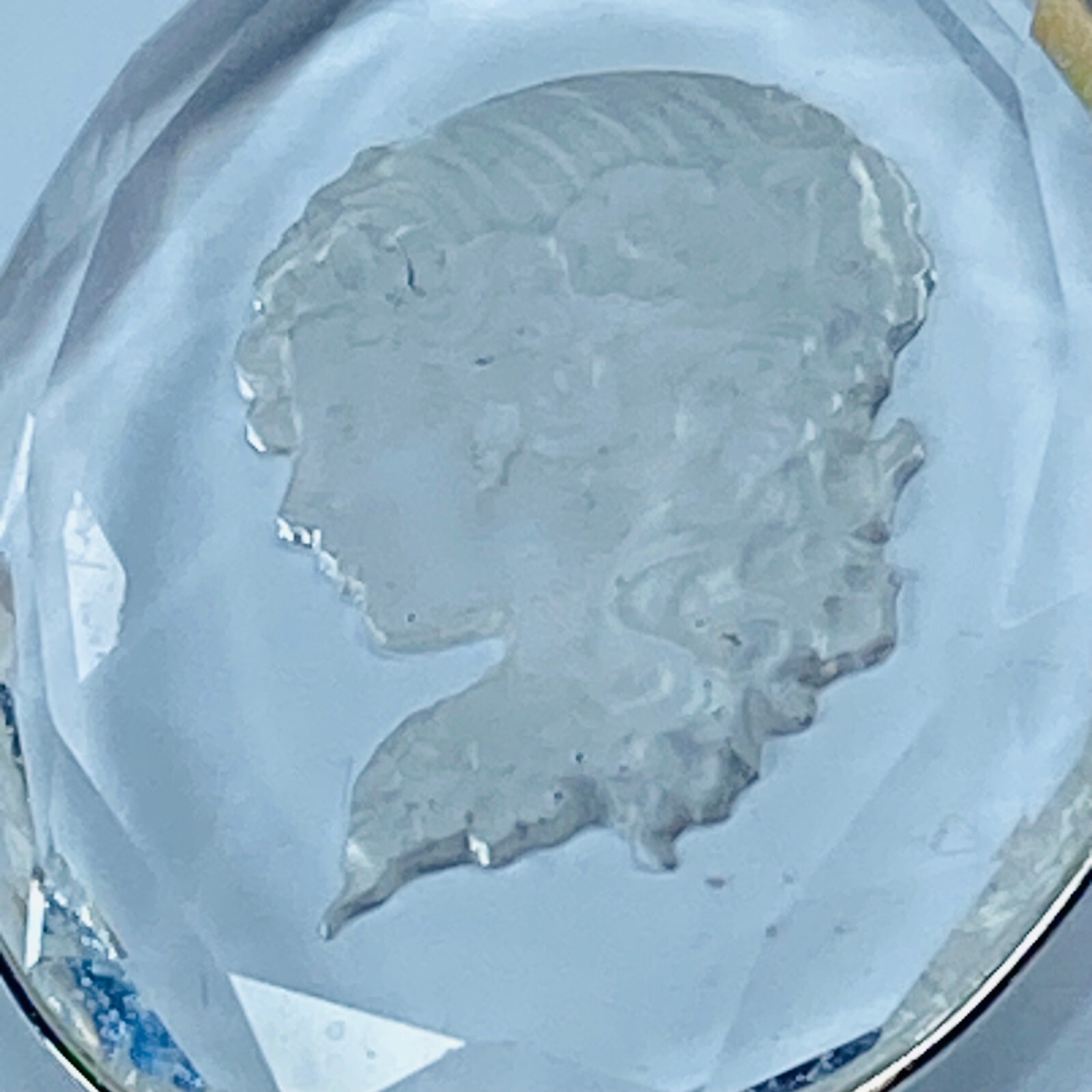 Cyrstal Cameo Girl Lady Women Pendant for Necklace Clear Glass Etched In Design