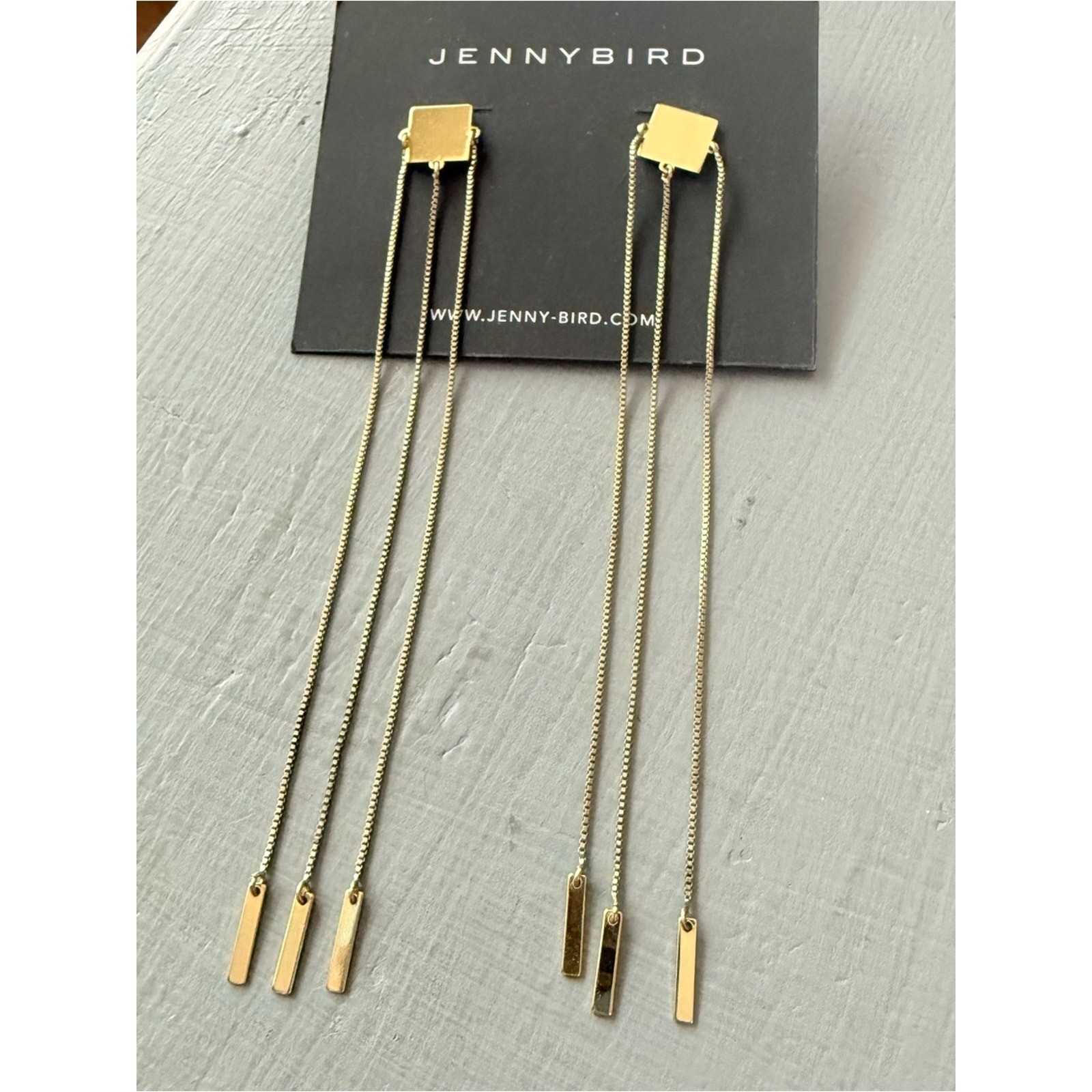Jenny Bird Gold Tone Triple Chain Earrings NEW