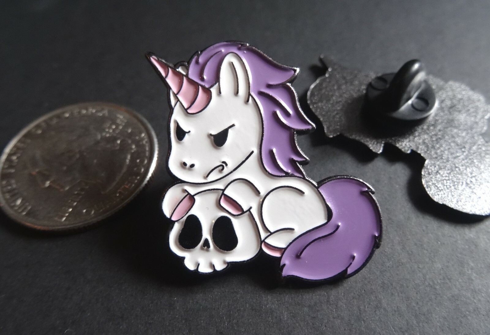 Unicorn With Skull Cute & Fierce Gothic Punk Metal Pin Badge Brooch Enamel