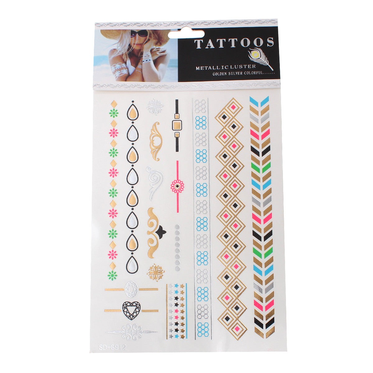 Sexy Sparkles Metallic Waterproof Temporary Tattoo Sticker Body Art Metallic Col