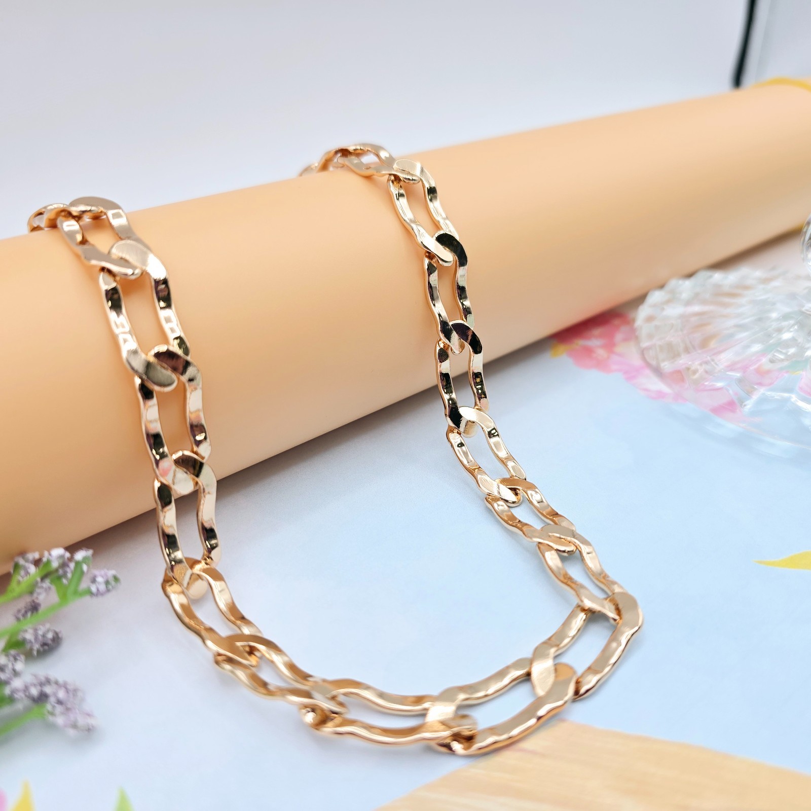 Chunky Link Necklace in High Shine Finish – 19.7 Inch, XPNL0071 Rose Gold