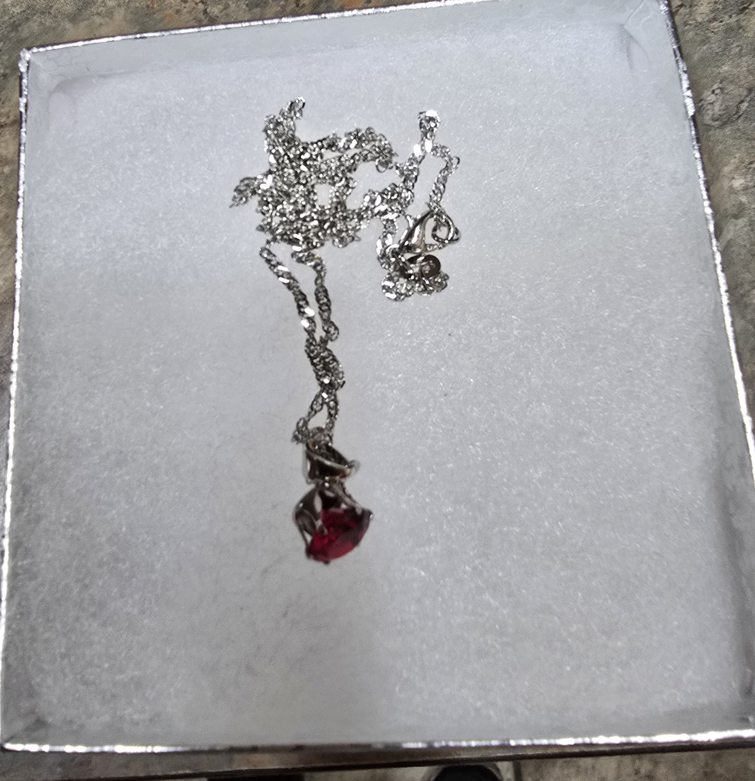 Ruby Crystal & Silver Tone Necklace & Earring Set With Gift Box