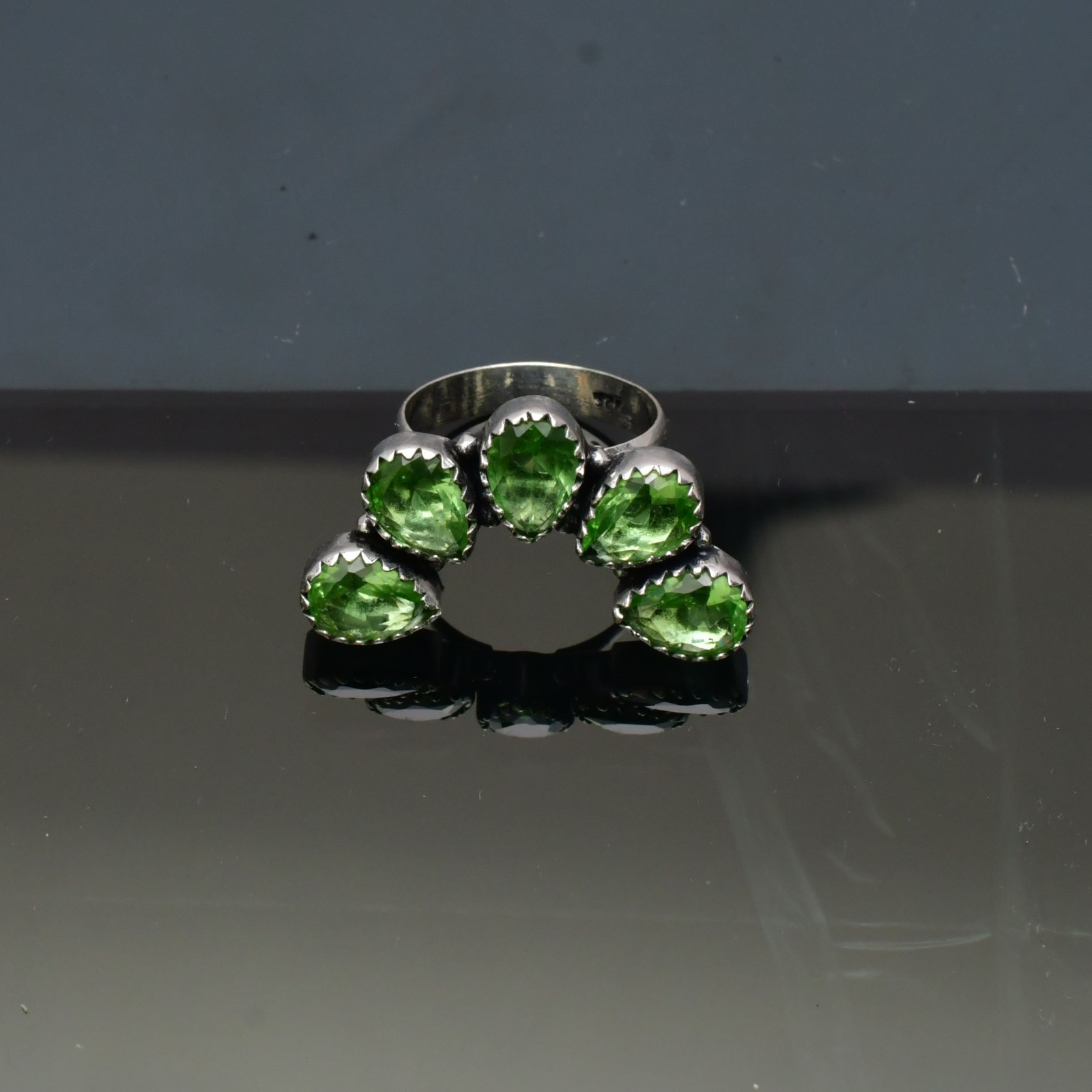 Green Amethyst (Lab-Created)Gemstone 925 sterling silver Handmade Ring- All Size