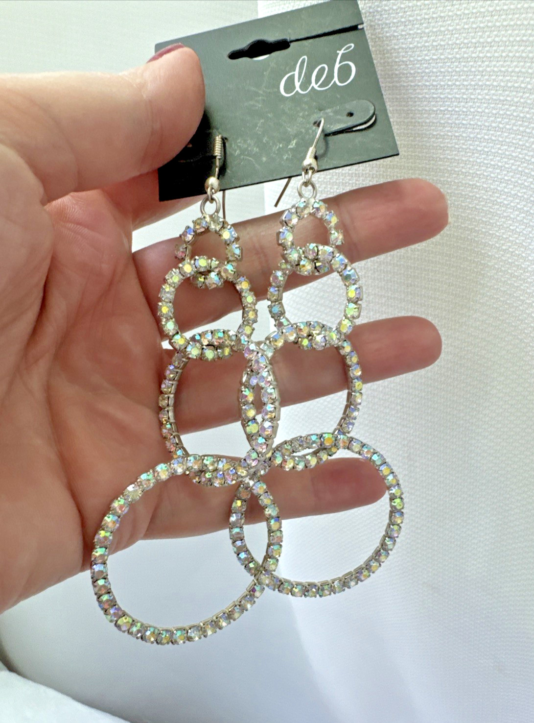 y2k 1990s STATEMENT Boho iridescent silver pearl glam career 8 pair Earrings Lot