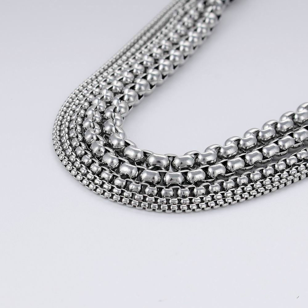2/3/4/5/6/8MM Mens Chain Stainless Steel Round Box Link Necklace 18-36inch hot