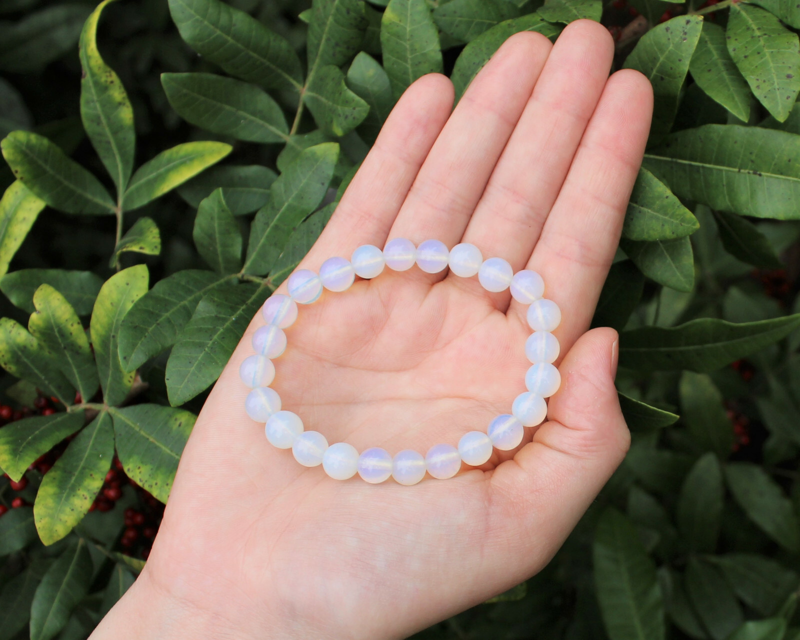 Opalite Bead Bracelet 8 mm Round Crystals (Natural Gemstone Stretch Bracelet)