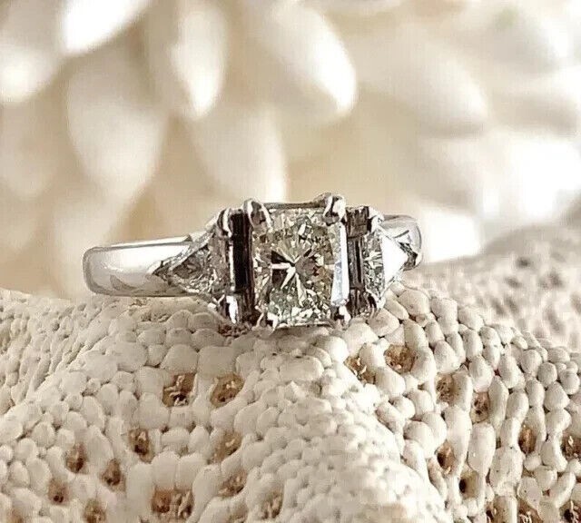 Emerald Cut Simulated Diamond Unisex Stunning Wedding Ring 14K White Gold Plated