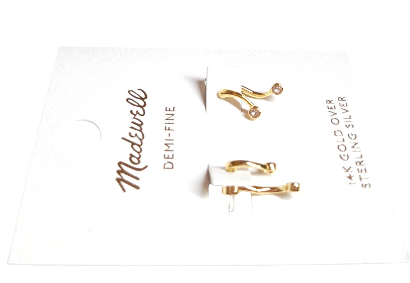 Madewell Demi Fine Crystal Twisted Front Back Earrings White Sapphire NY800 New