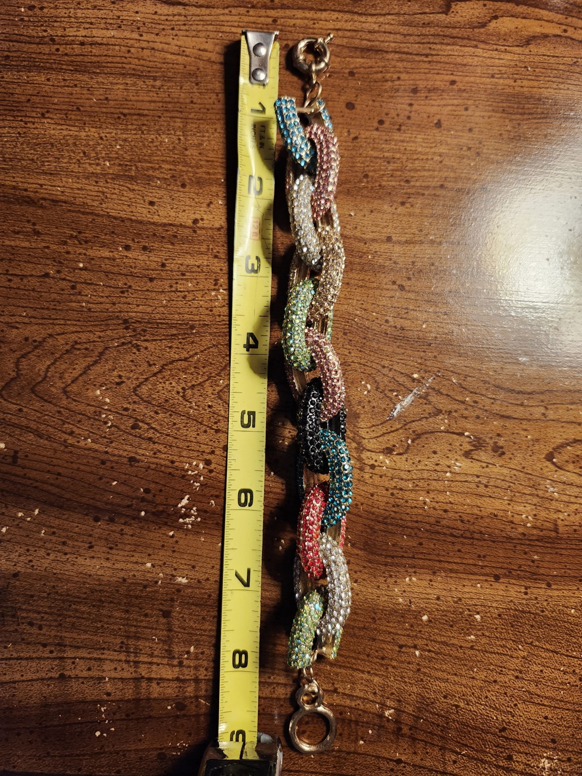 Fashion Statement Bracelet 8″-9″ Multicolor Pave Crystal Chunky Bold Chain Link