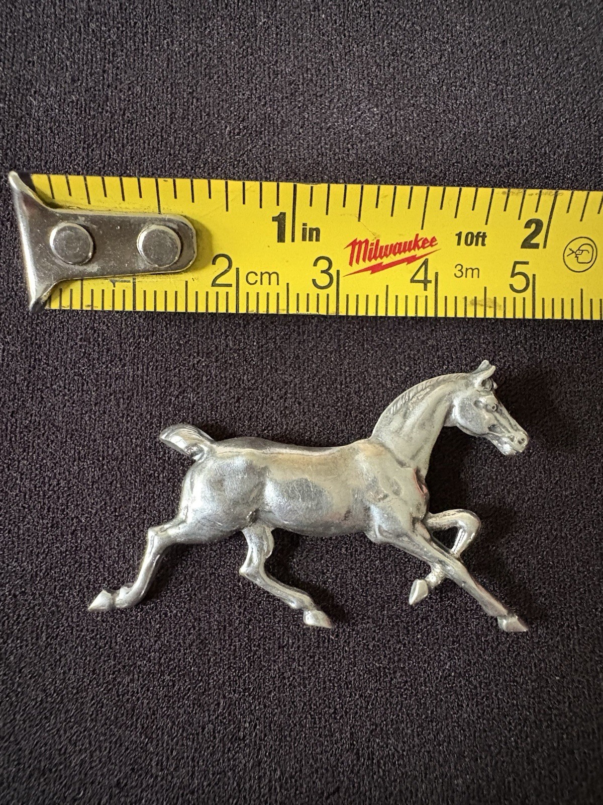 Sterling Silver Running Horse Brooch Pin, Stamped, 2.5 in