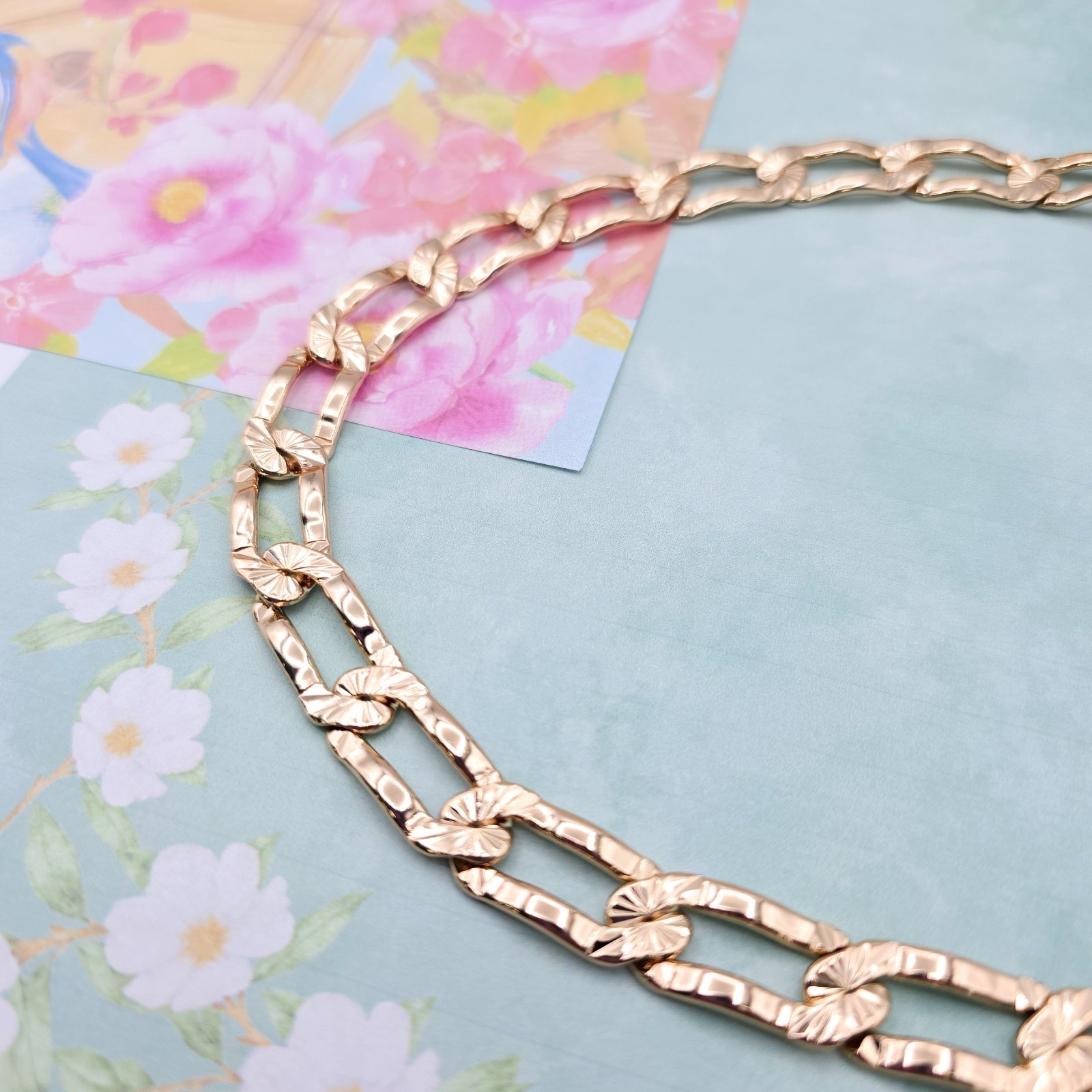 Chunky Link Necklace in High Shine Finish – 19.7 Inch, XPNL0071 Rose Gold