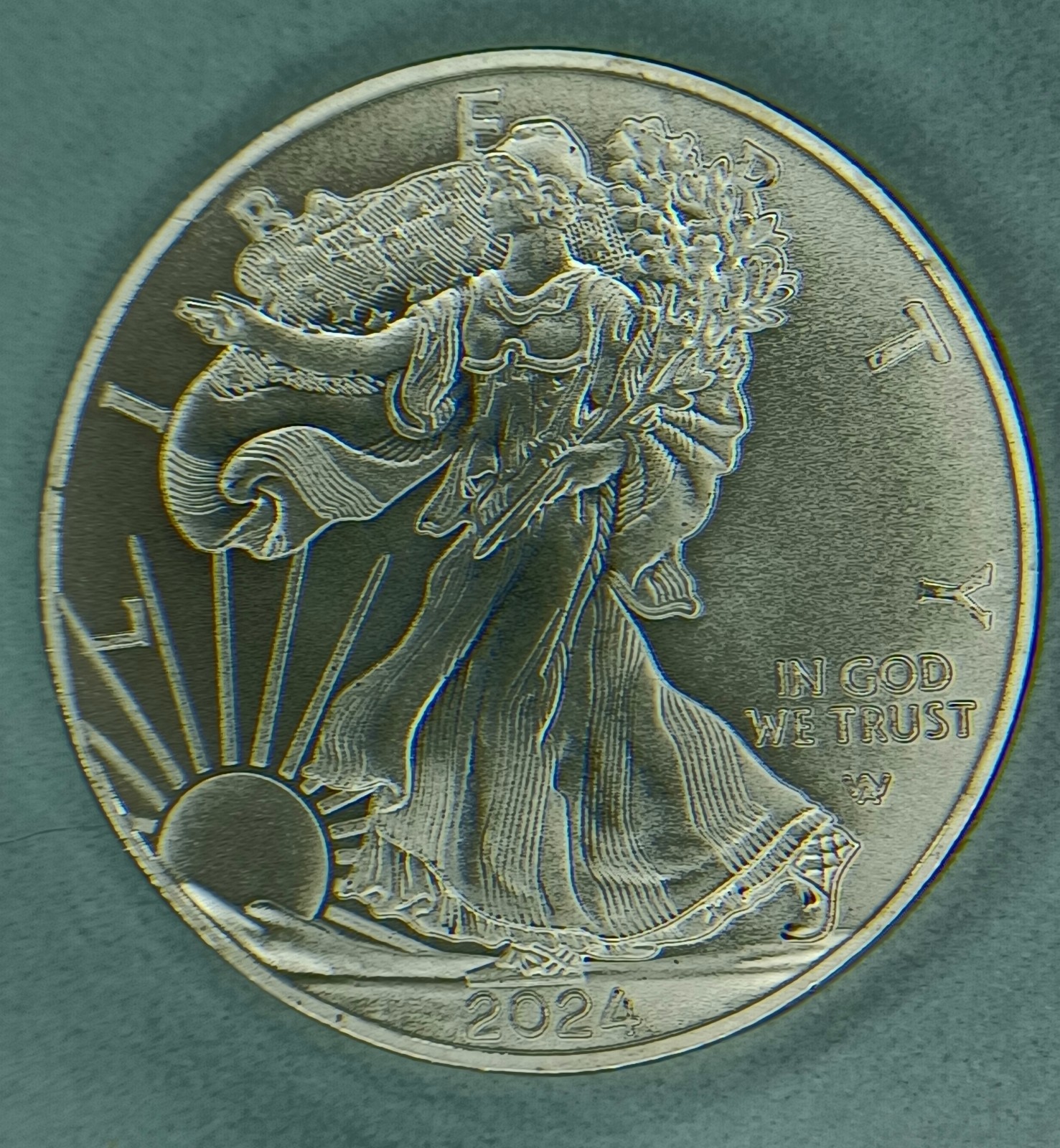 2024 Walking Liberty Eagle Pendent Silver-Plated Coin & Antique Finish Cabochon.