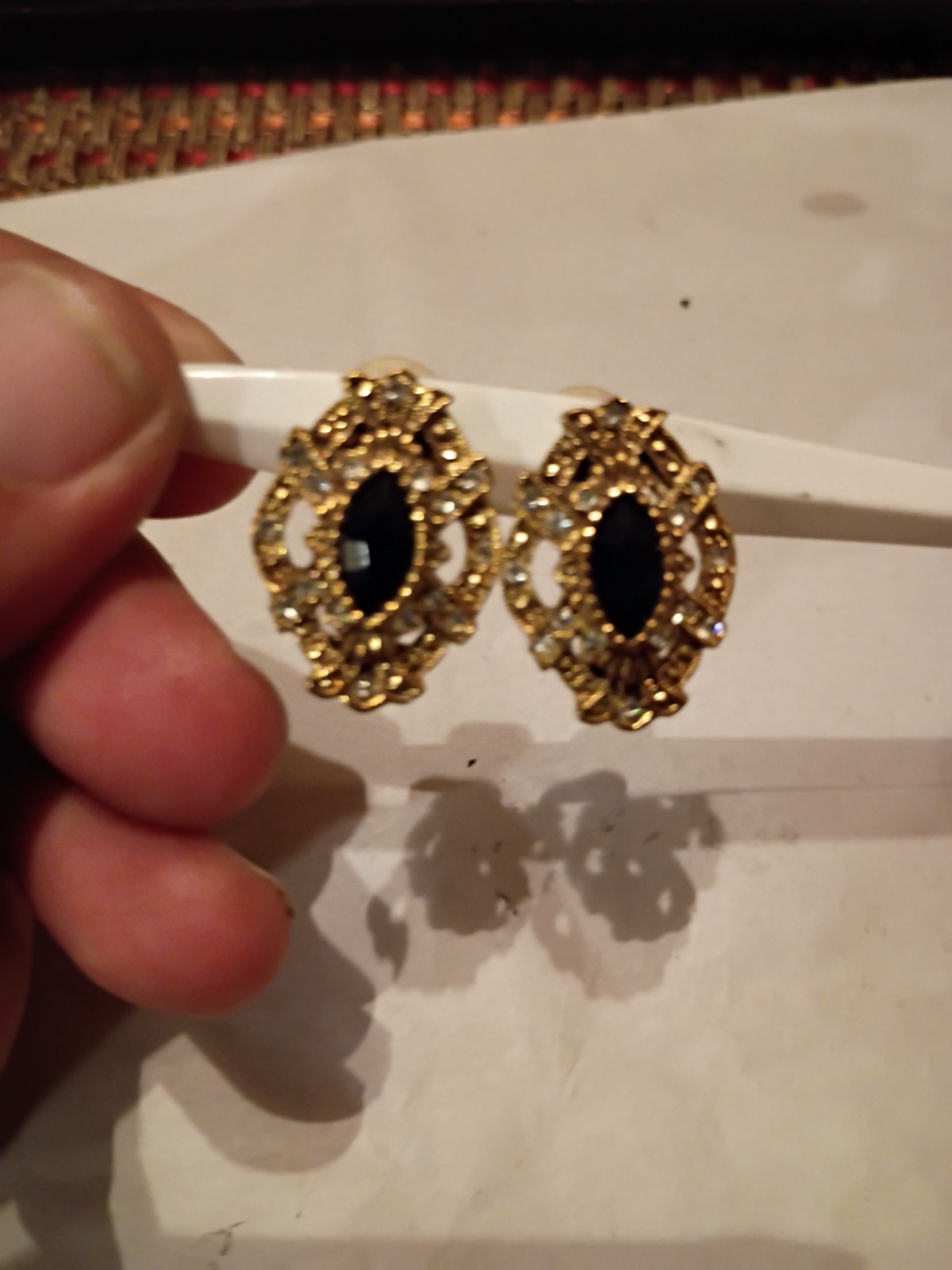 Blackstone With White Rhinestones Looking Like Diamonds Earrings