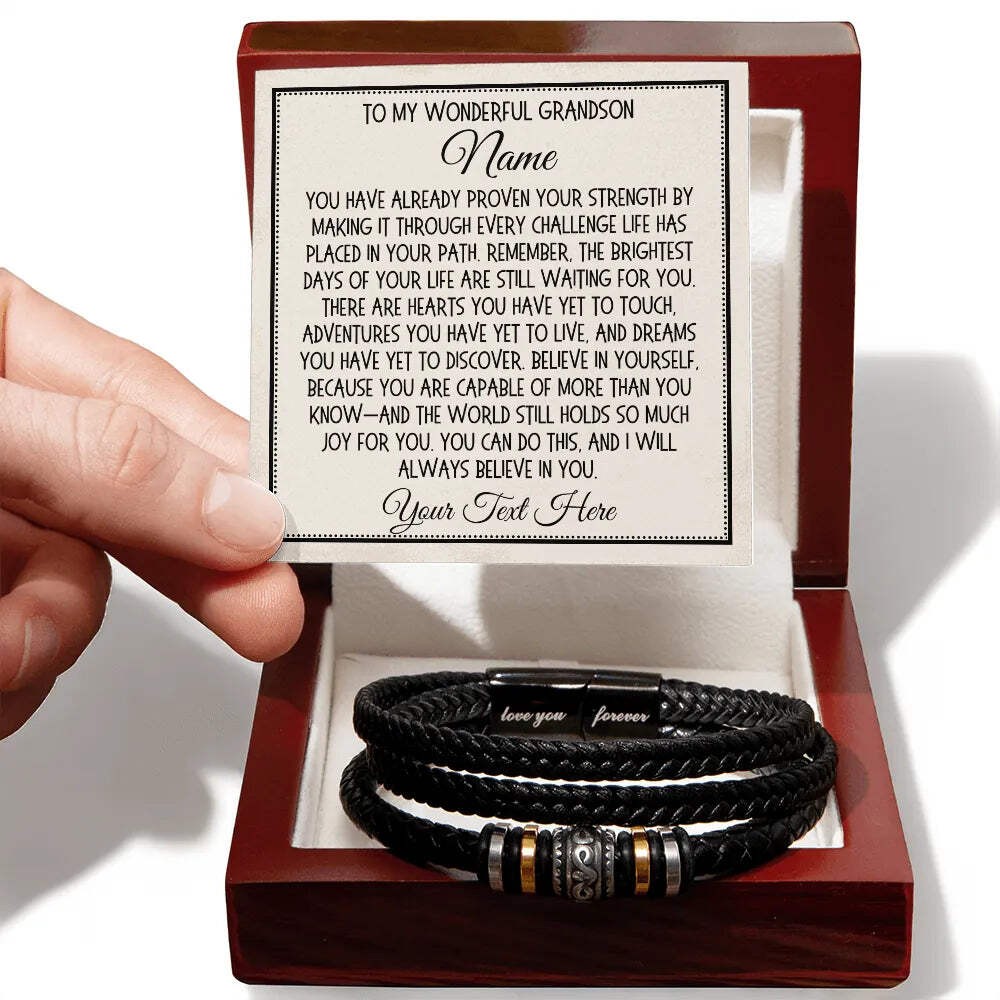 Grandson Gift Love You Forever Bracelet: You Have Already Proven Your Strength..