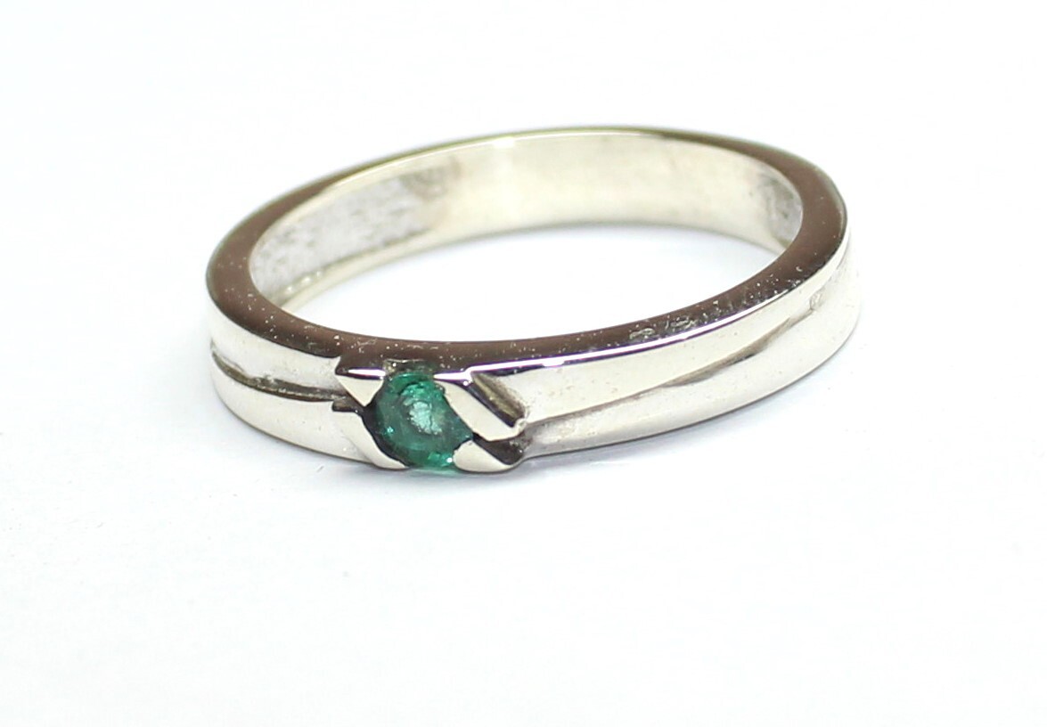 Zambian Emerald Sterling Silver Ring, Emerald Gemstone Ring, Emerald Men’s Ring