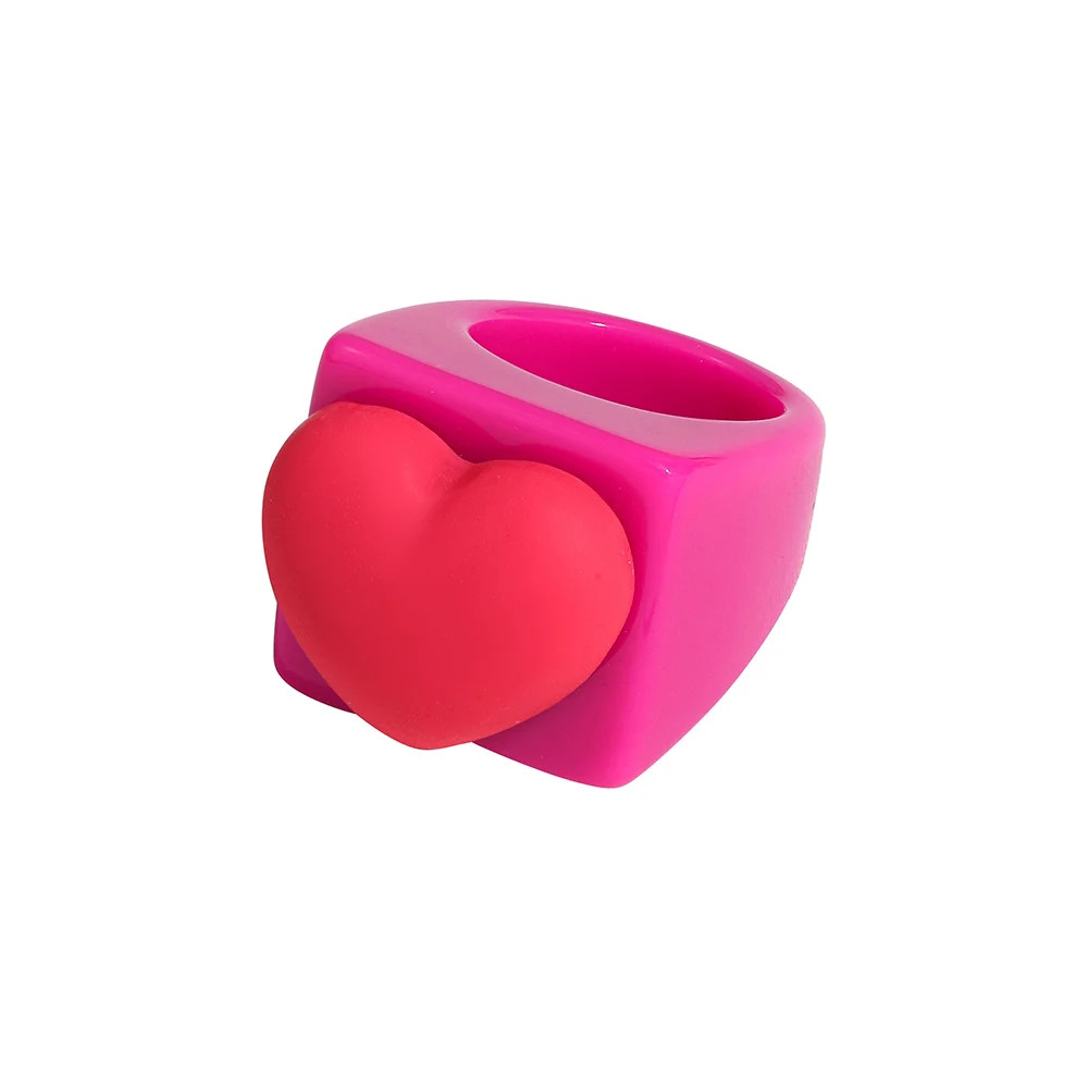 Resin Chunky Ring Geometric Square Round Knuckle Bold Band Women Jewelry