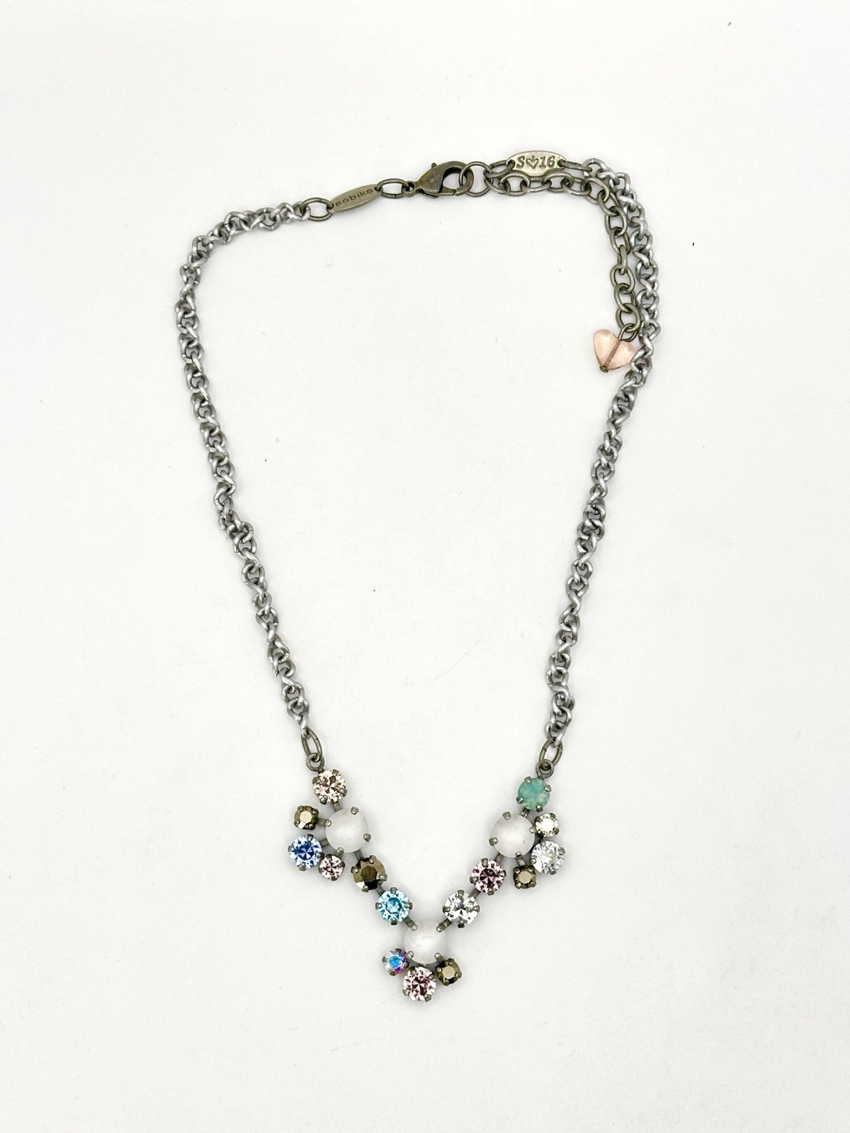 Sabika S-16 Vintage Style Pastel Cluster Crystal Necklace