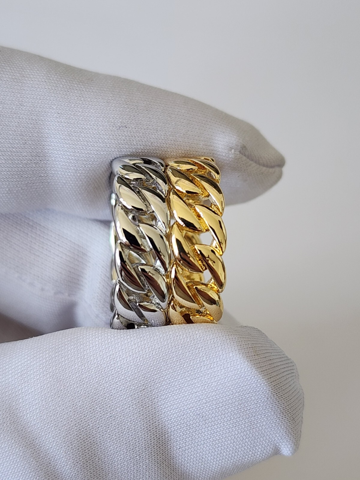 Gold, Silver Plated Cuban Chain Link Ring Unisex Hip Hop Jewelry Women, Men