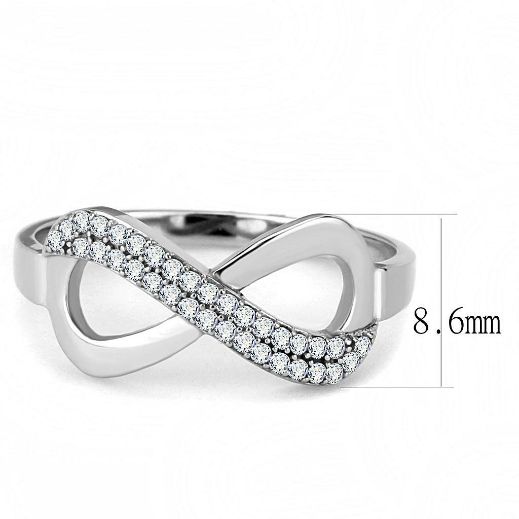 DA054 – High polished (no plating) Stainless Steel Ring with AAA Grade CZ in