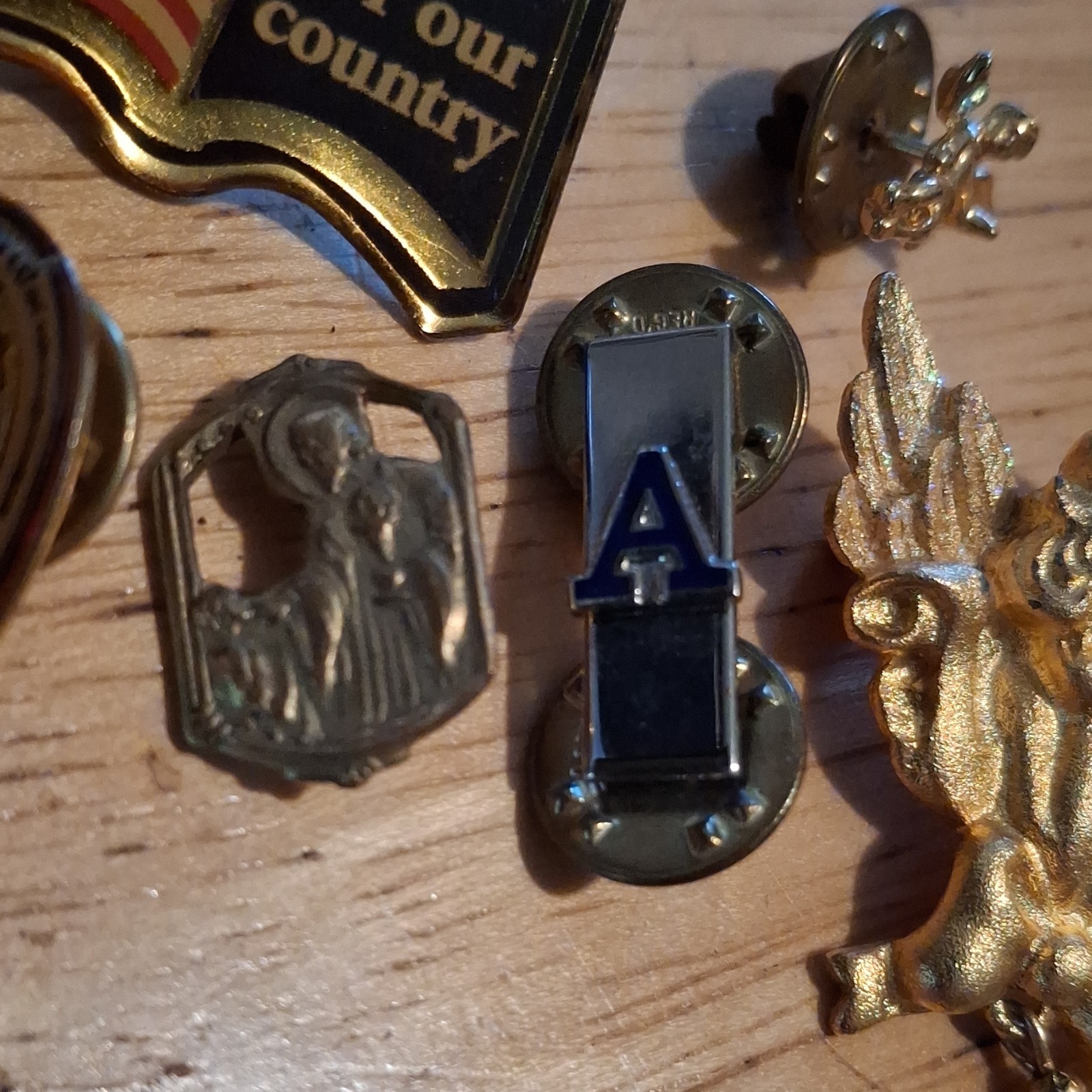 USA Olympics Lapel Pin Lot of 11 w/ USA Flag Pin and Assorted Religious Pins