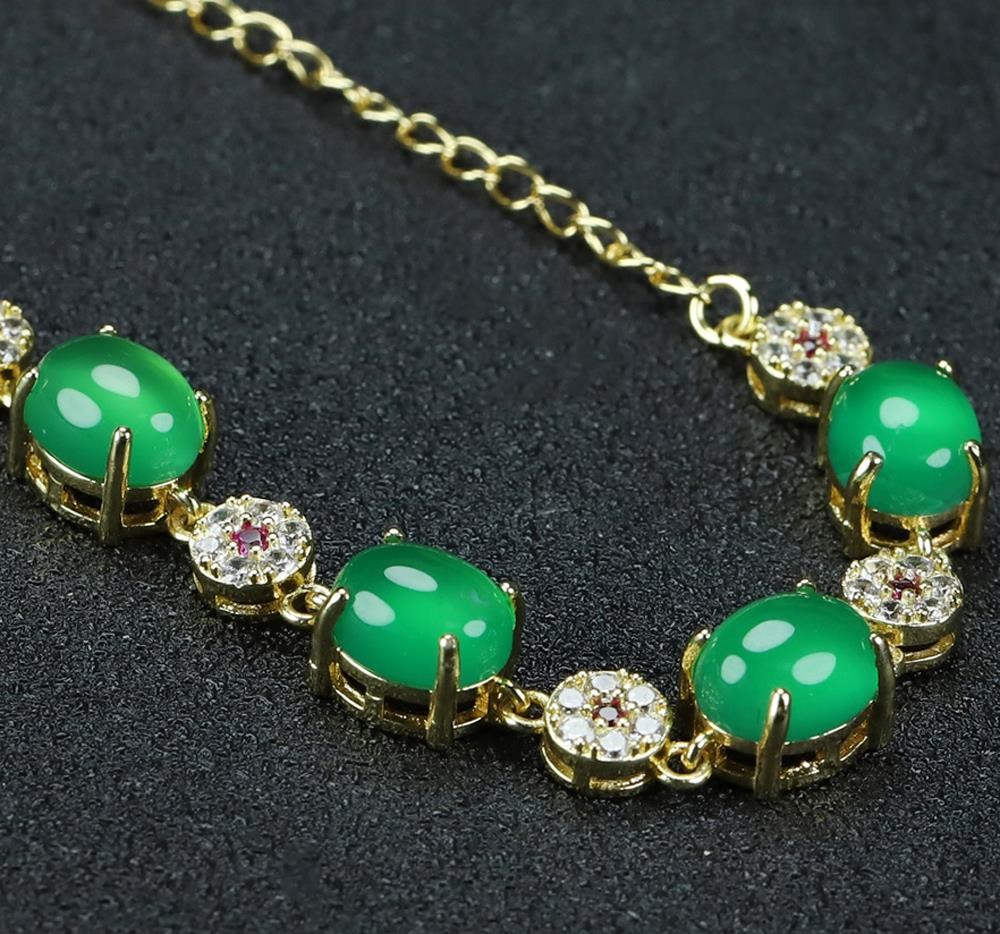 Girl Grandma Mothers Lady Women Green Jade Beads Bracelet Jewelry Gift Box DD300
