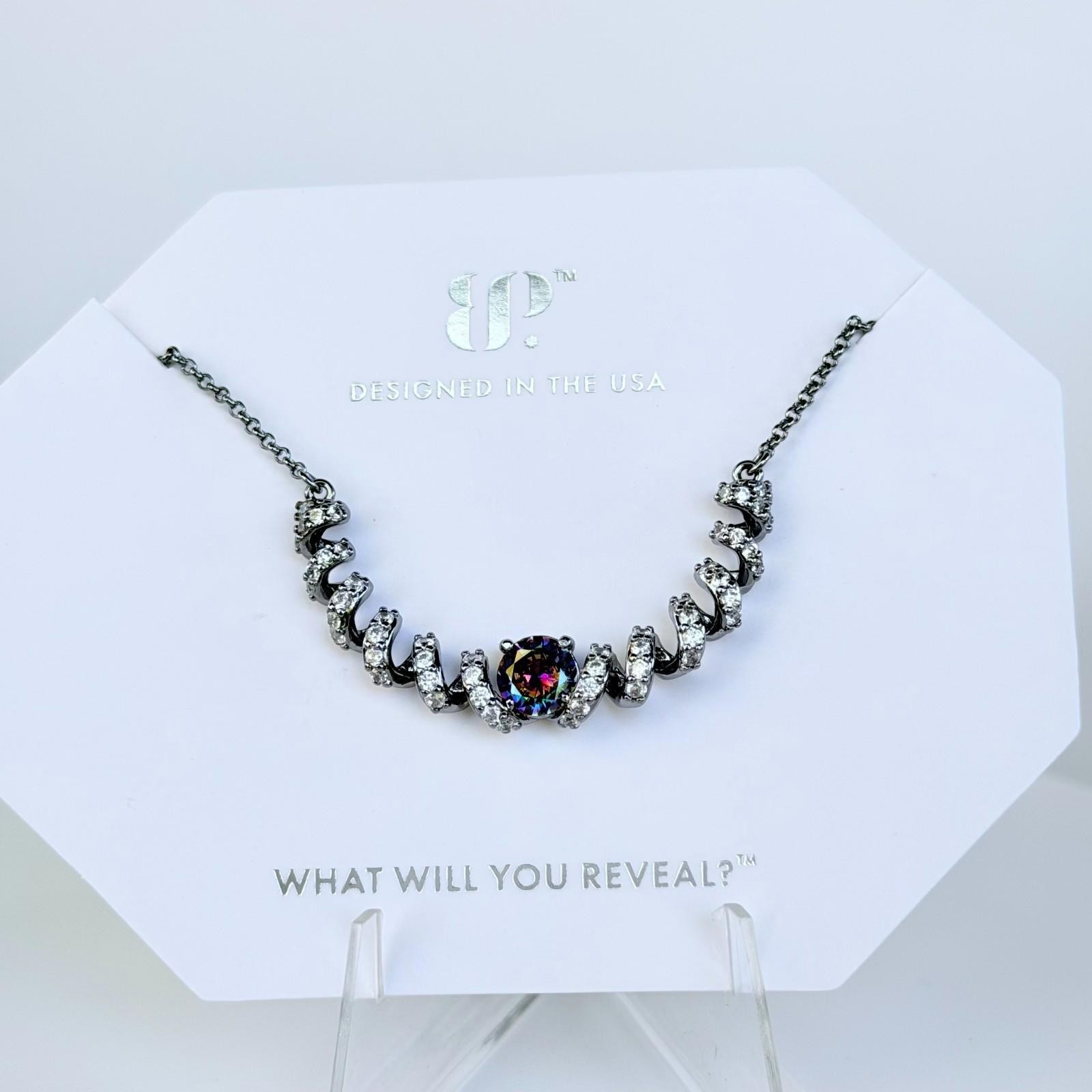 Bomb Party June Necklace NK66183 “Swirling Magic” Alexandrite on Hematite