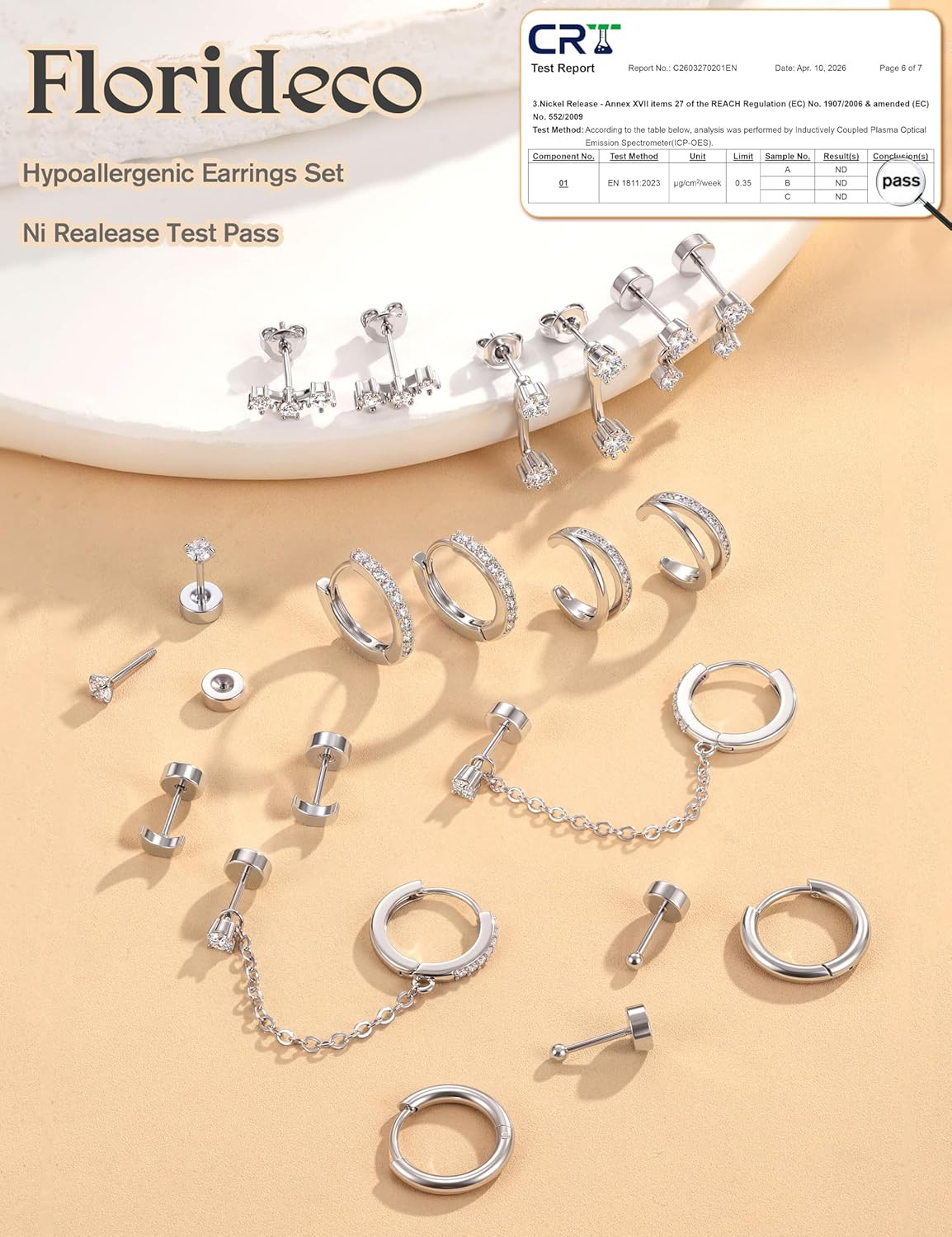 14K Gold Plated Earrings for Women Hypoallergenic 20G Surgical Stainless Steel F