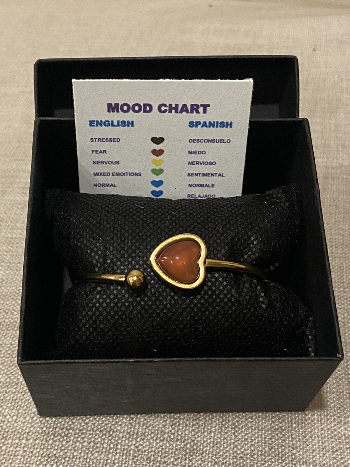 Heart Shape Mood Color Changing Love Bracelet- Stainless Steel Gold Tone