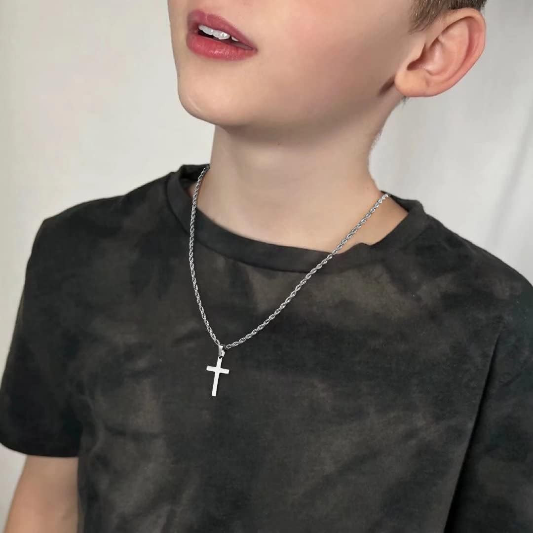 Layered Cross Necklaces for Men – 18K Gold Plated Cross Necklaces Chain for Men