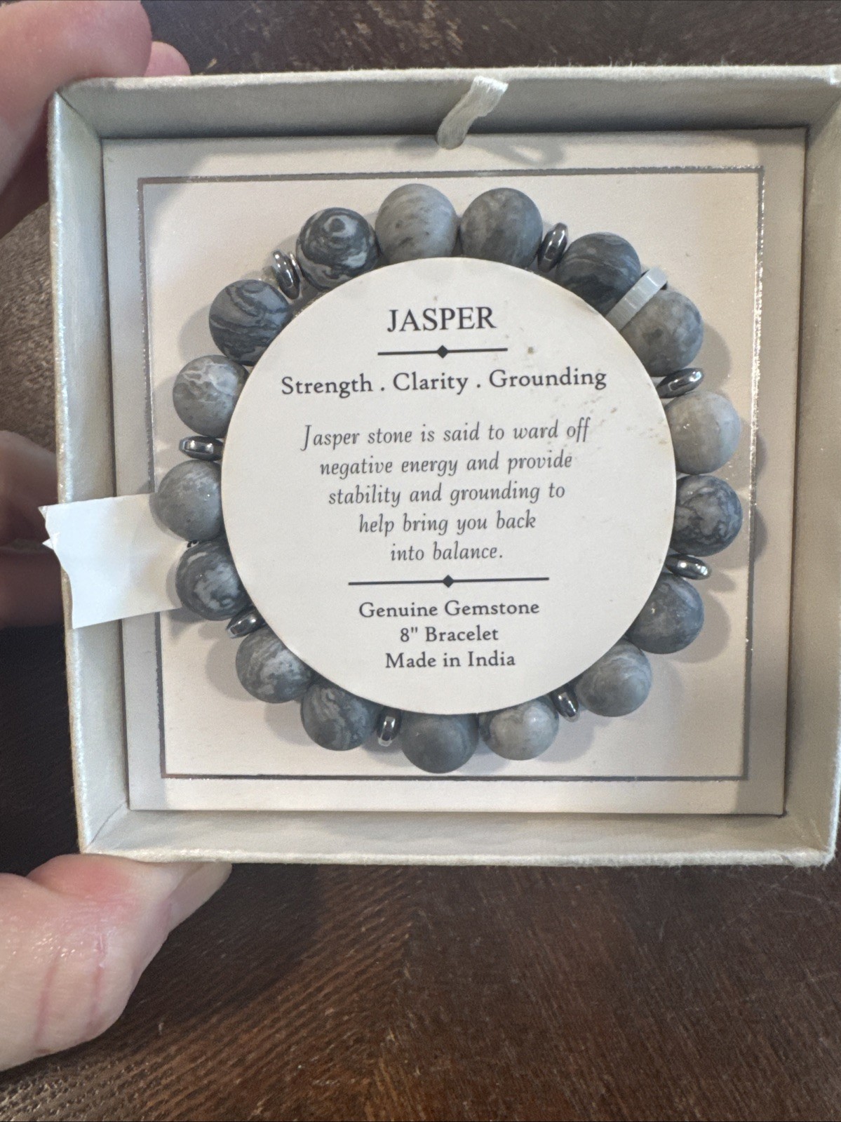 Jasper Genuine Gemstone Bracelet 8in New Boxed Grounding Strength Healing