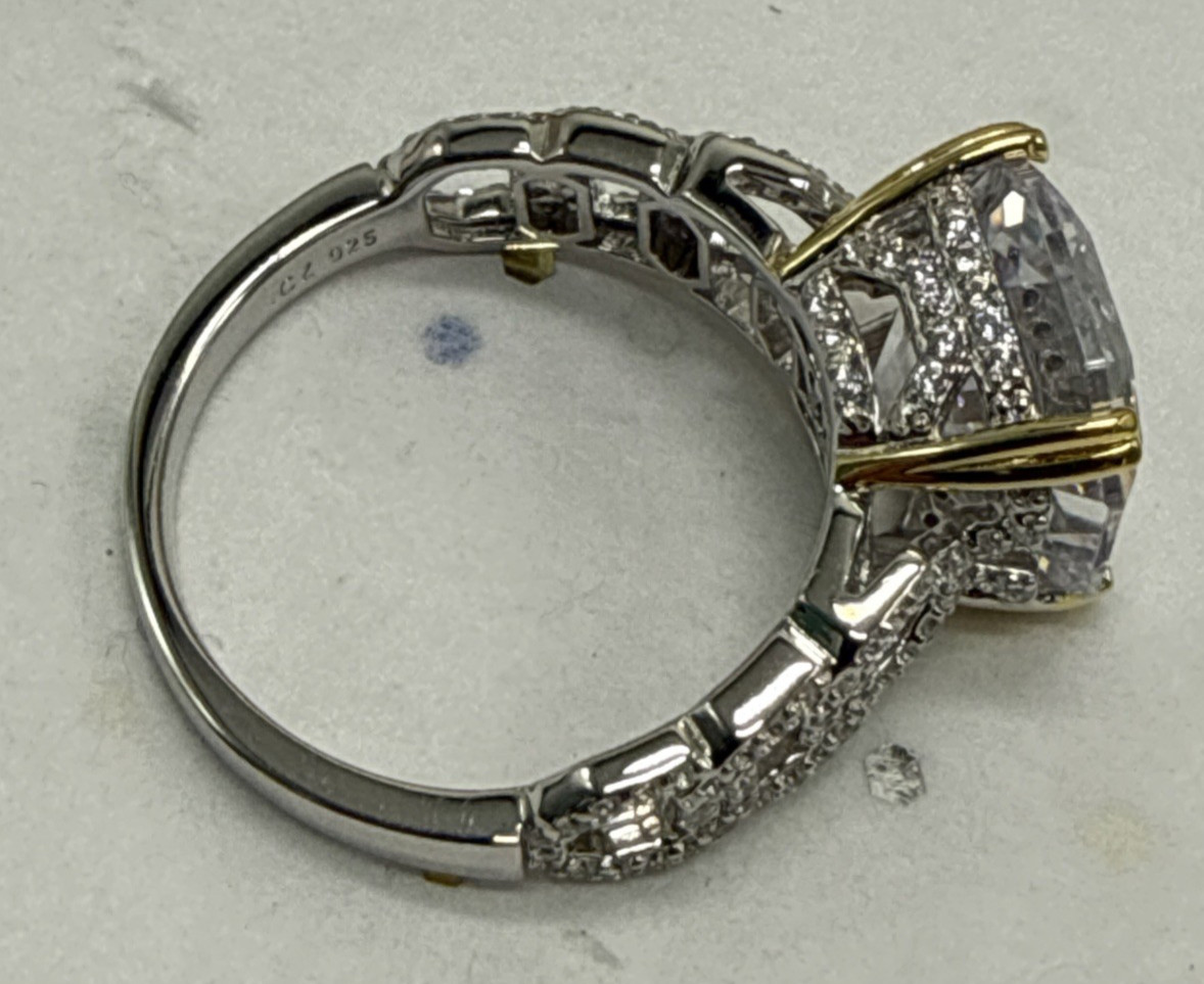 Vanna K ~ Bella Luce White Cubic Zirconia Platineve Asscher Cut Ring 13.23ctw ~9