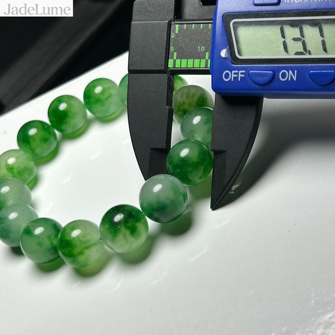 Real Natural Ice Green Burmese Beads Jade jadeite Bracelets Bangle 14MM