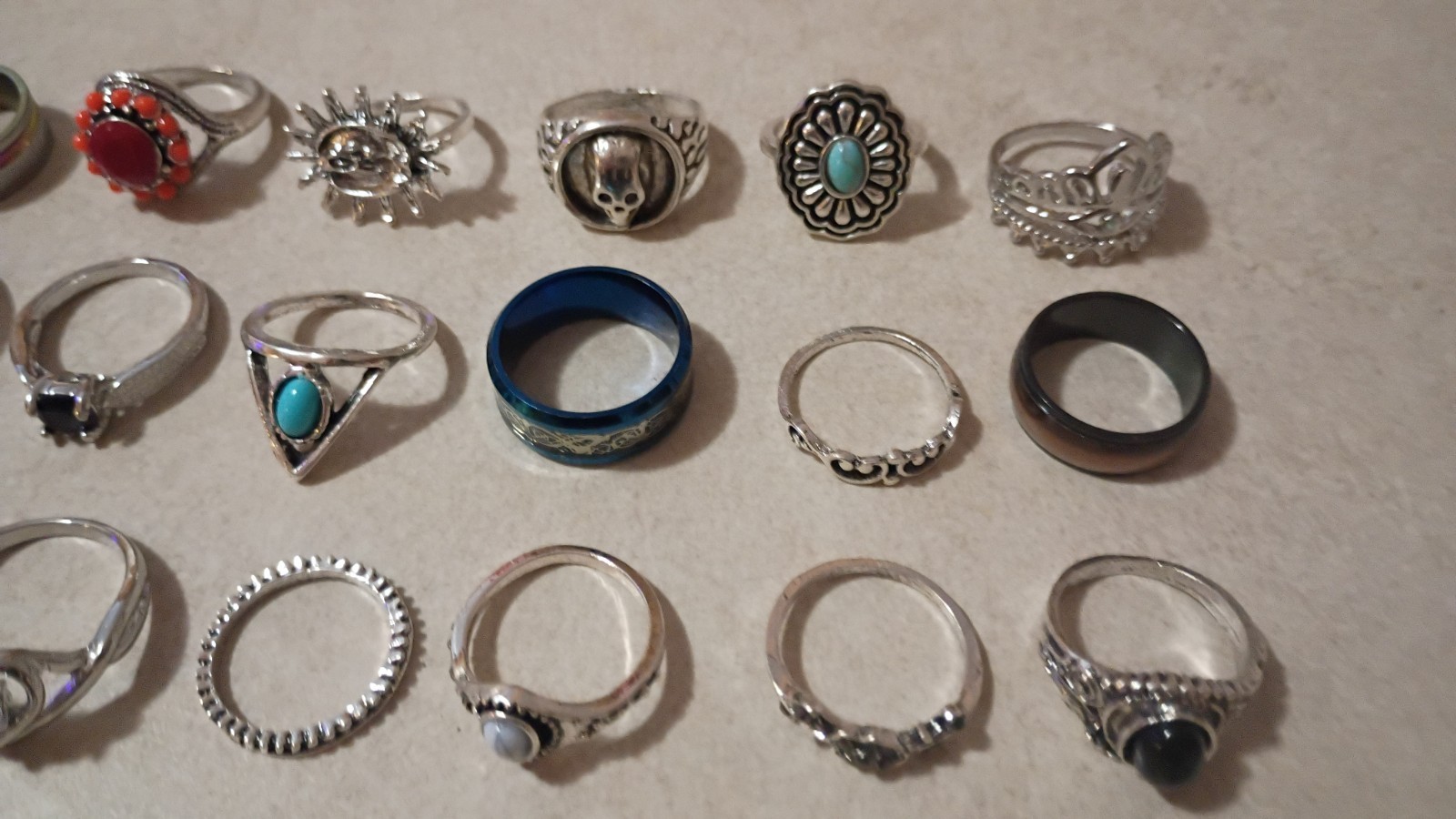 COSTUME JEWELRY RINGS Lot Of 70 Various Sizes, Stones, Gems, Etc…B